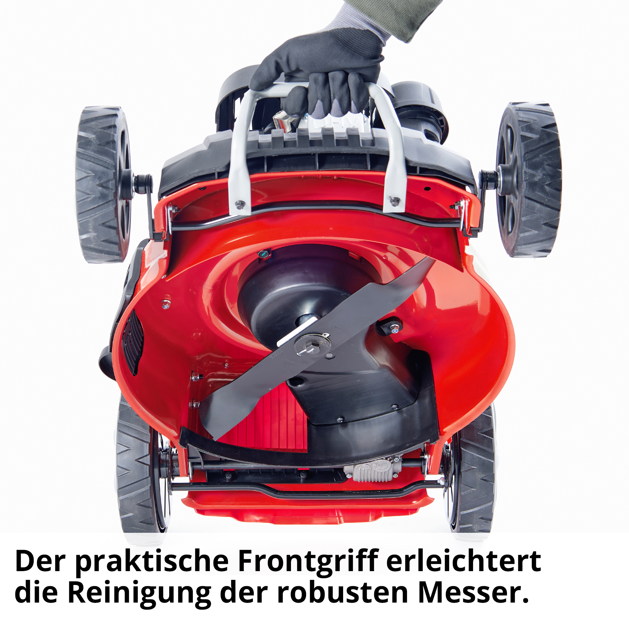 Benzin-Rasenmäher mit Frontgriff für eine schnelle Reinigung 