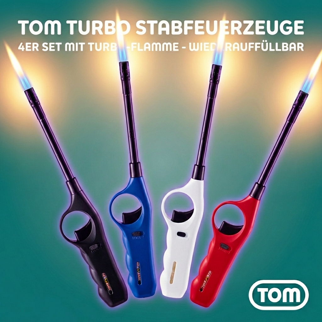 Stabfeuerzeuge 4er-Set mit Sturmflamme