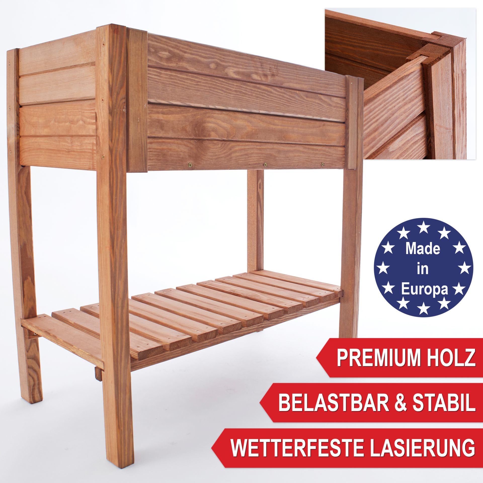  Hochbeet Summer - Hergestellt in Europa, aus Premium Holz, Belastbar und stabil, Wetterfeste Lasierung