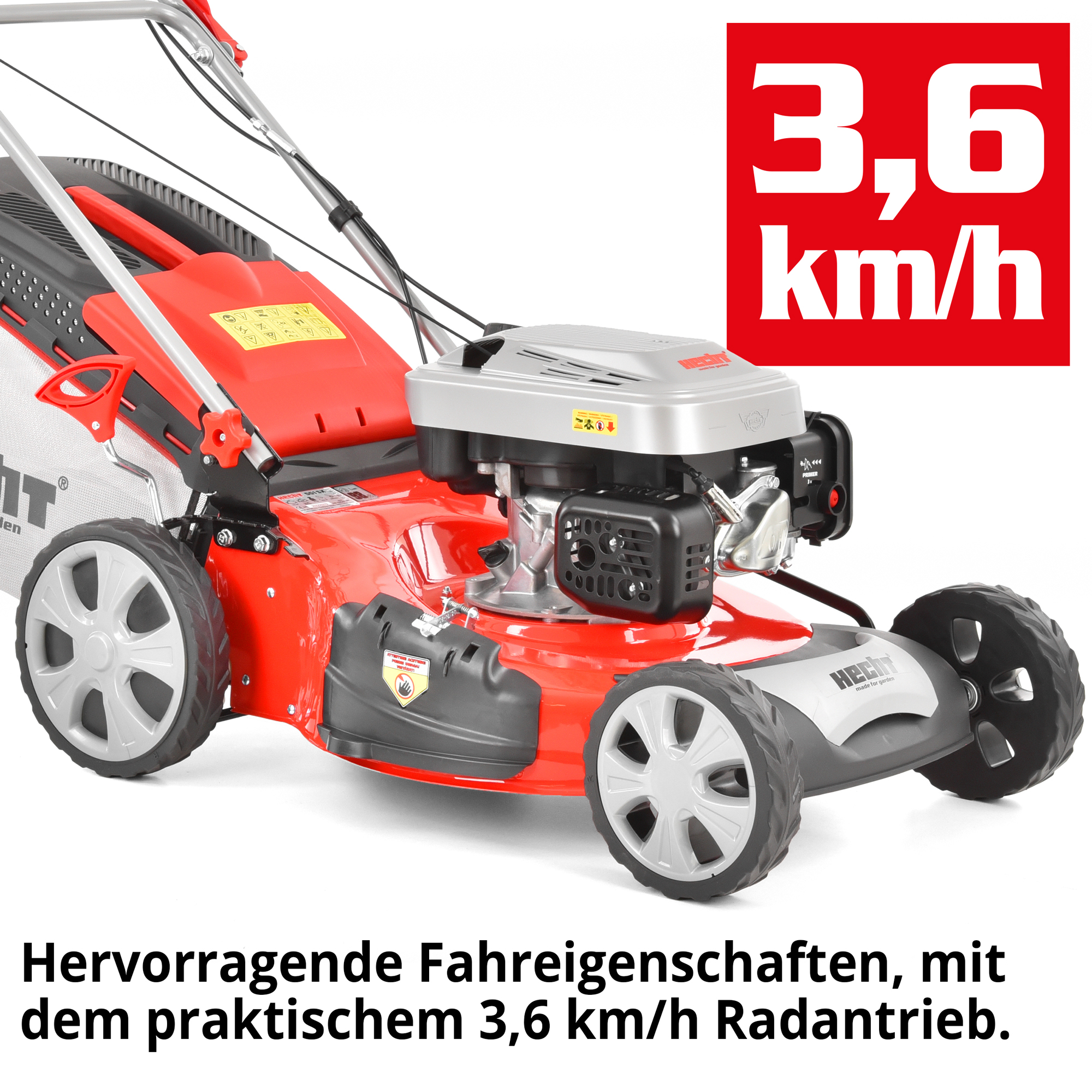 Rasenmäher Benzin Radantrieb 3,6 km/h Geschwindigkeit Selbstfahrer Getriebe (Dieses Bild wurde mit Hilfe von KI generiert.)