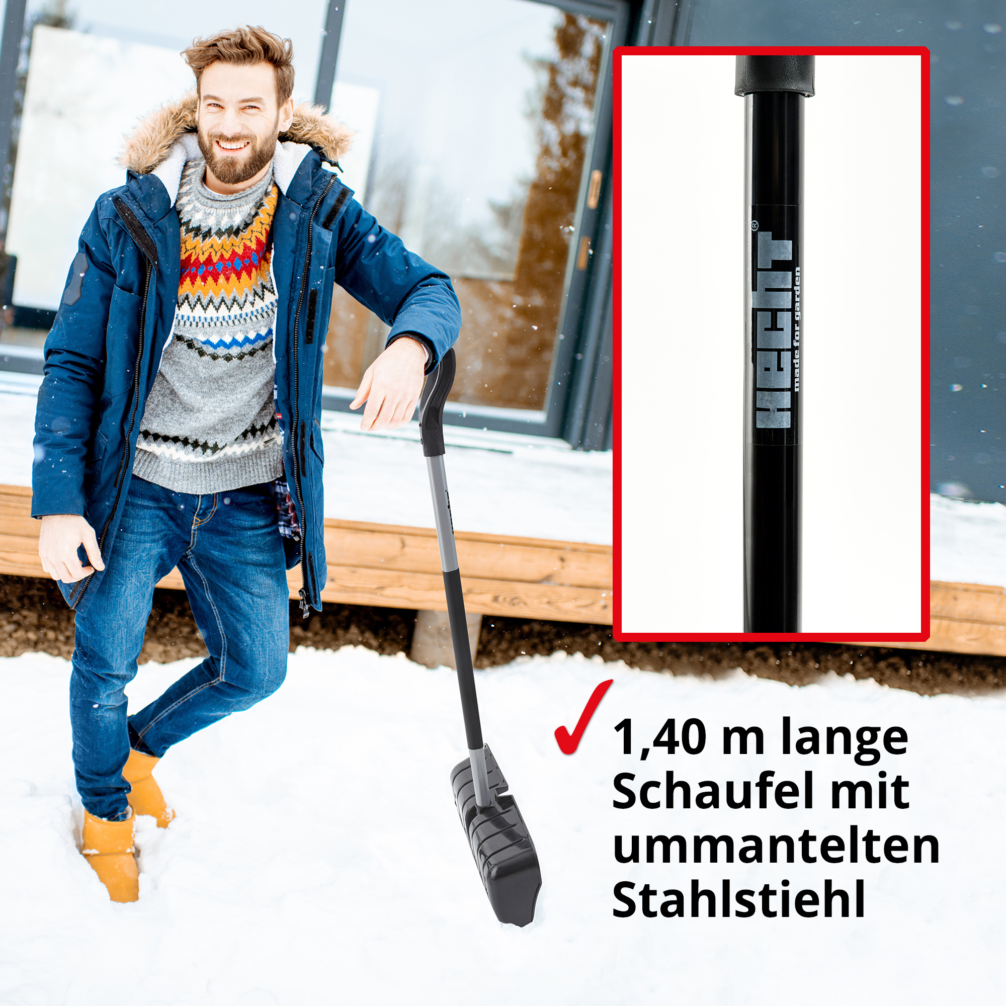 Schneeschaufel  1,4m langer Stiehl