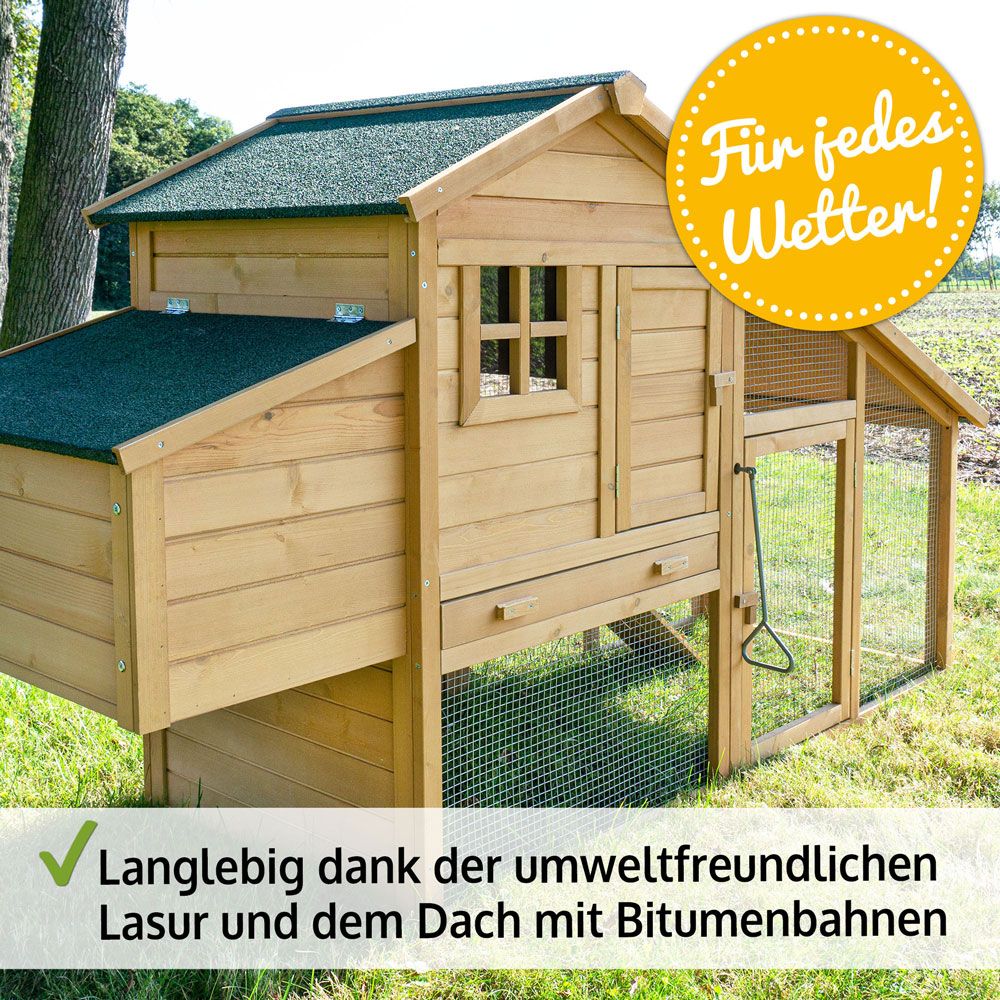 zooprinz Hühnervoliere Komfort XXL Wetterfest durch umweltfreundliche Lasur