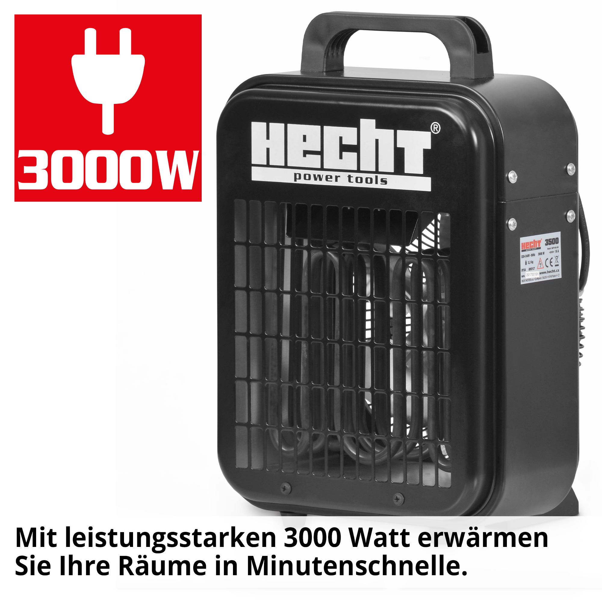 HECHT Heizlüfter »3500« mobiler Heizlüfter mit leistungstarkem Motor