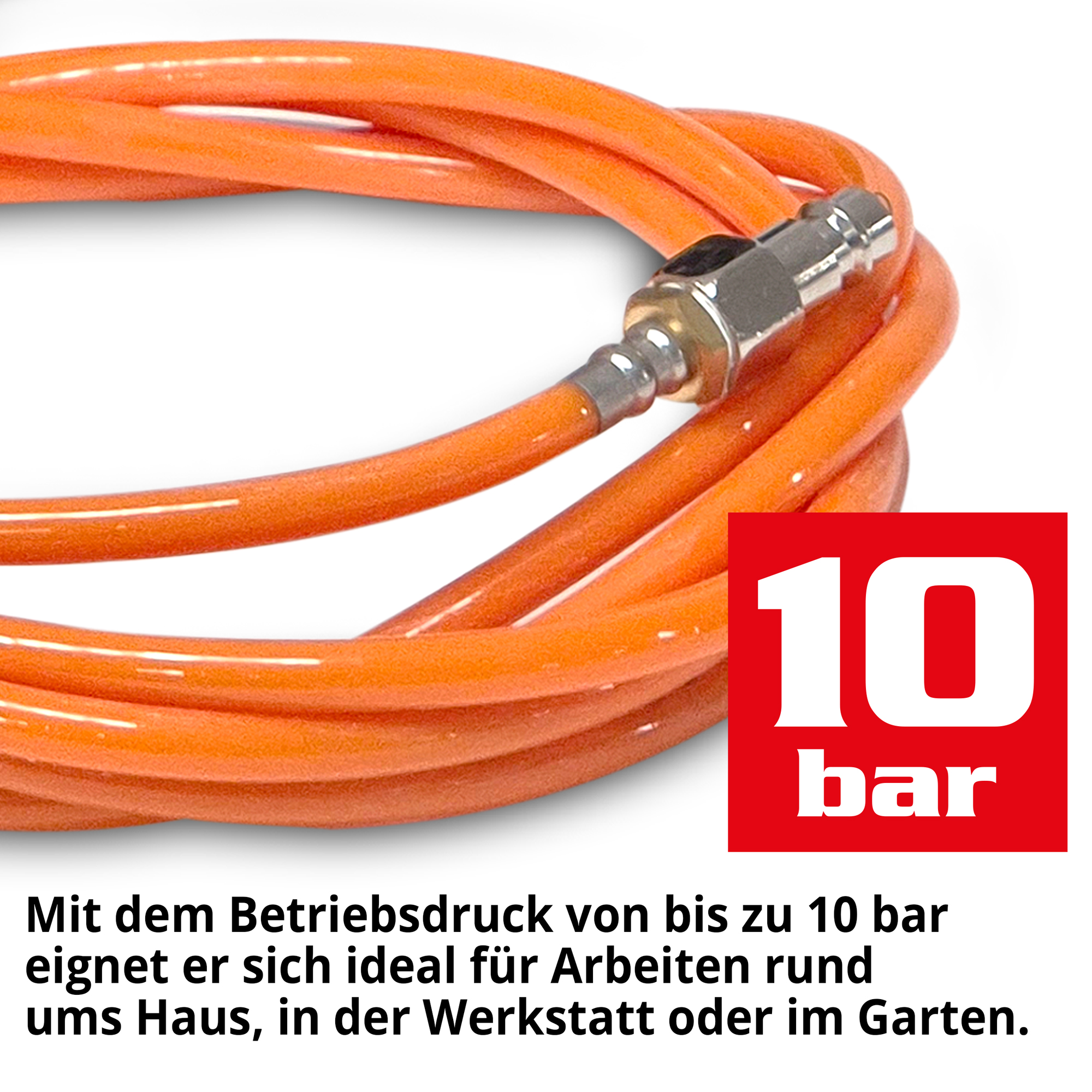 Druckluftschlauchaufroller mit einem hohen Betriebsdruck, eignet sich ideal für Arbeiten rund ums Haus, in der Werkstatt oder im Garten