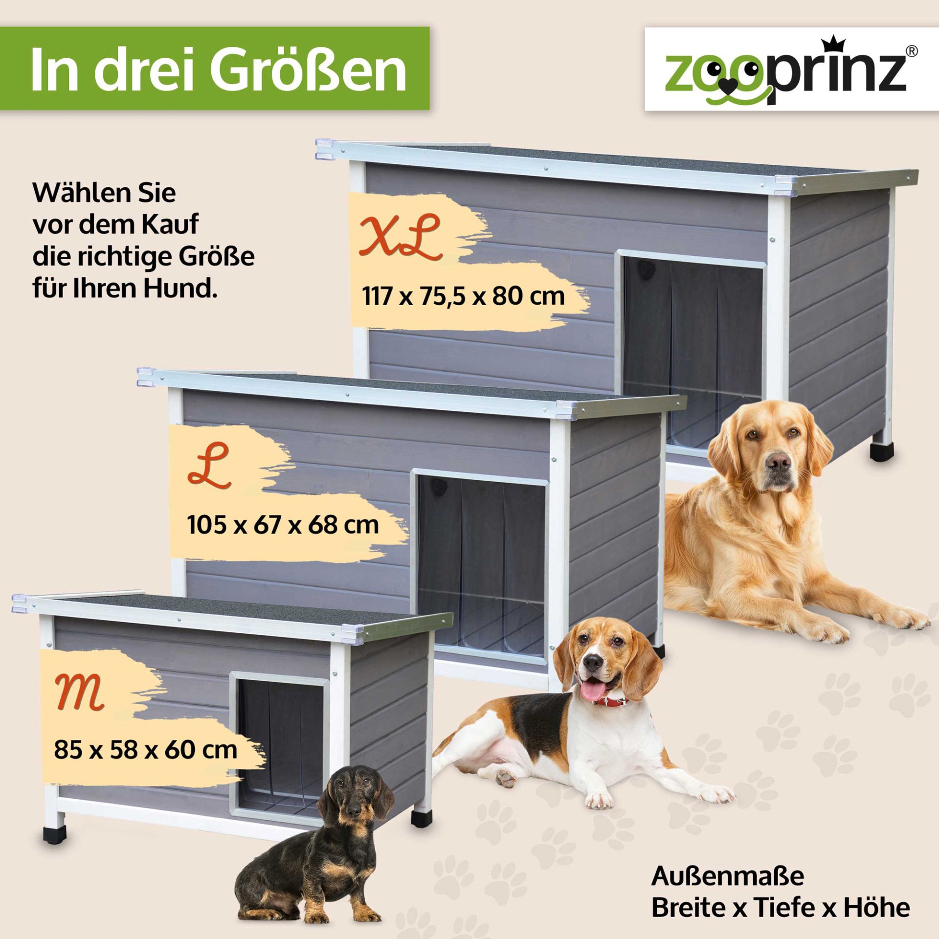 Hundehütte Jacky; In drei Größen