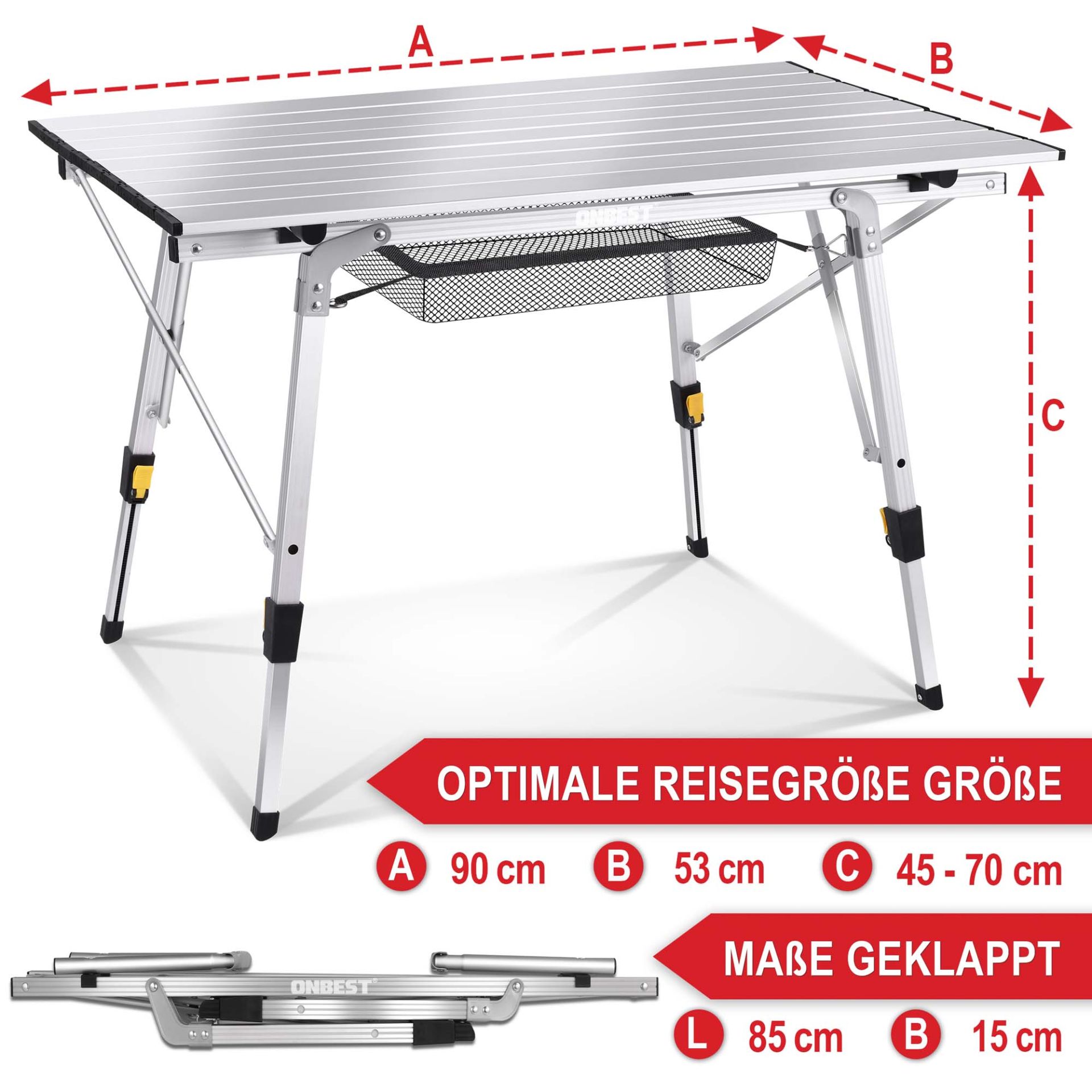 Klapptisch Norderney silber - Optimale Reisegröße