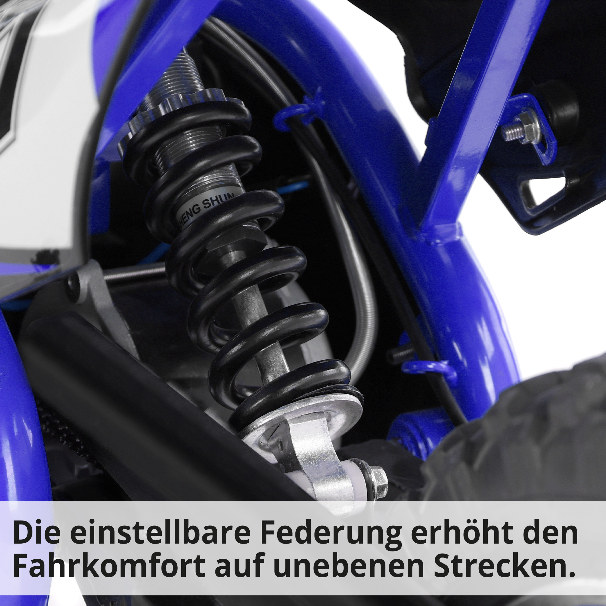 Elektro Pocketbike; einstellbare Federung für Fahrkomfort Elektro Pocketbike; einstellbare Federung für Fahrkomfort