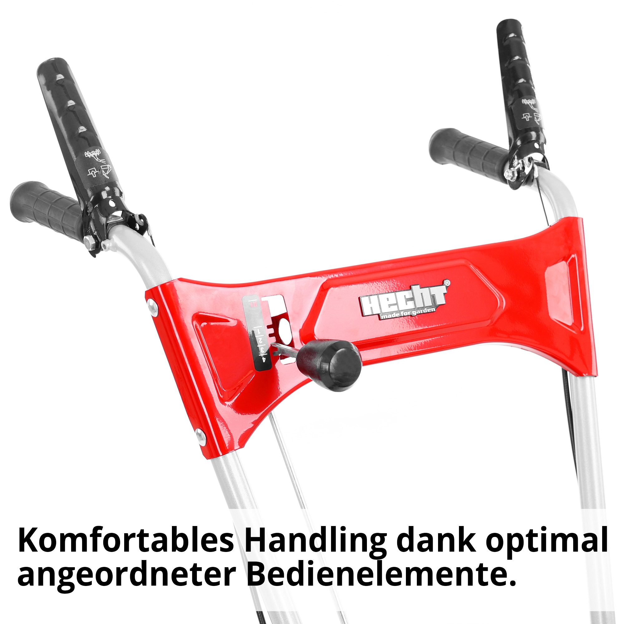Hecht Benzin-Schneefräse mit allen Bedienelementen ideal am Führungsholm