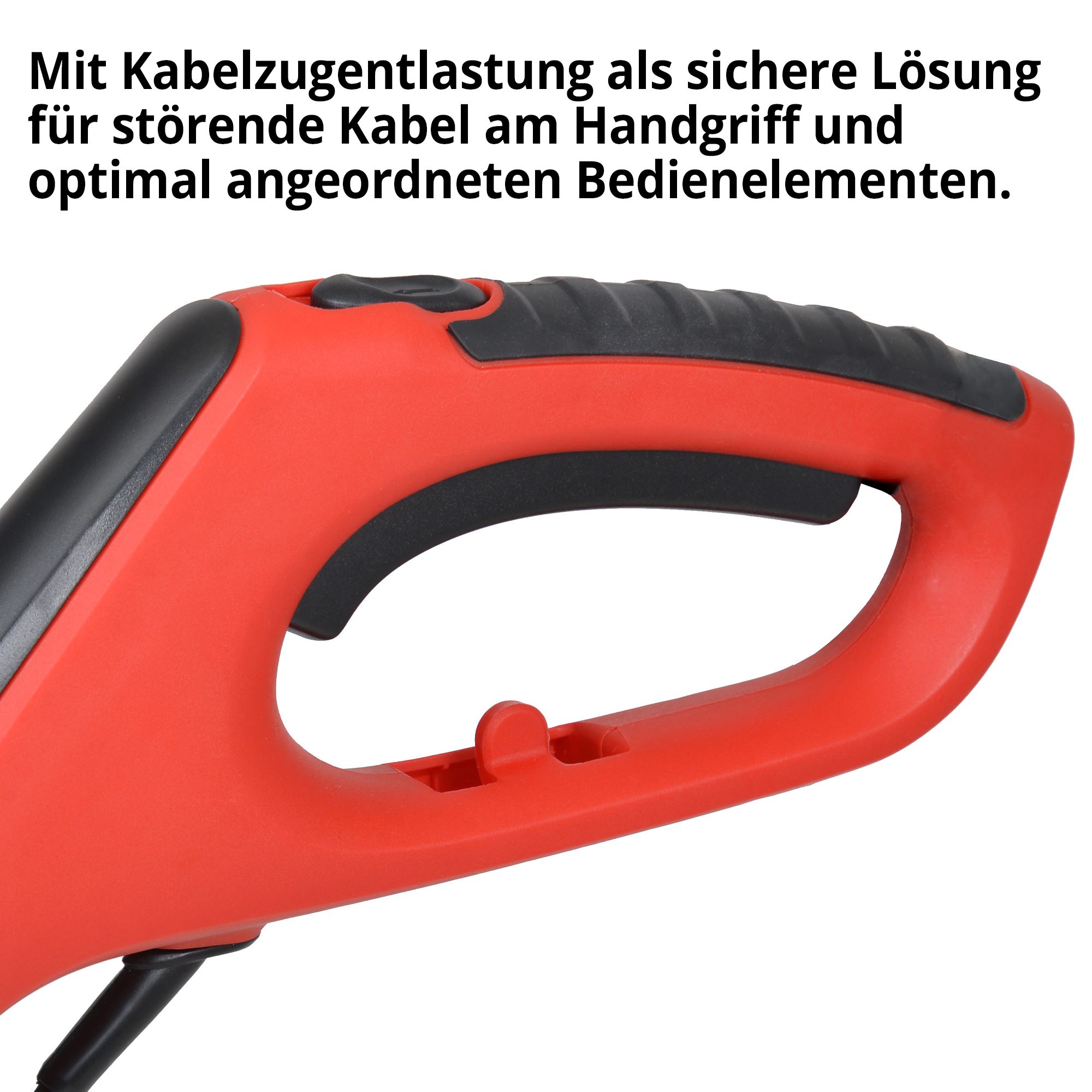 Rasentrimmer; Mit Kabelzugentlastung und optimal angeordneten Bedienelementen
