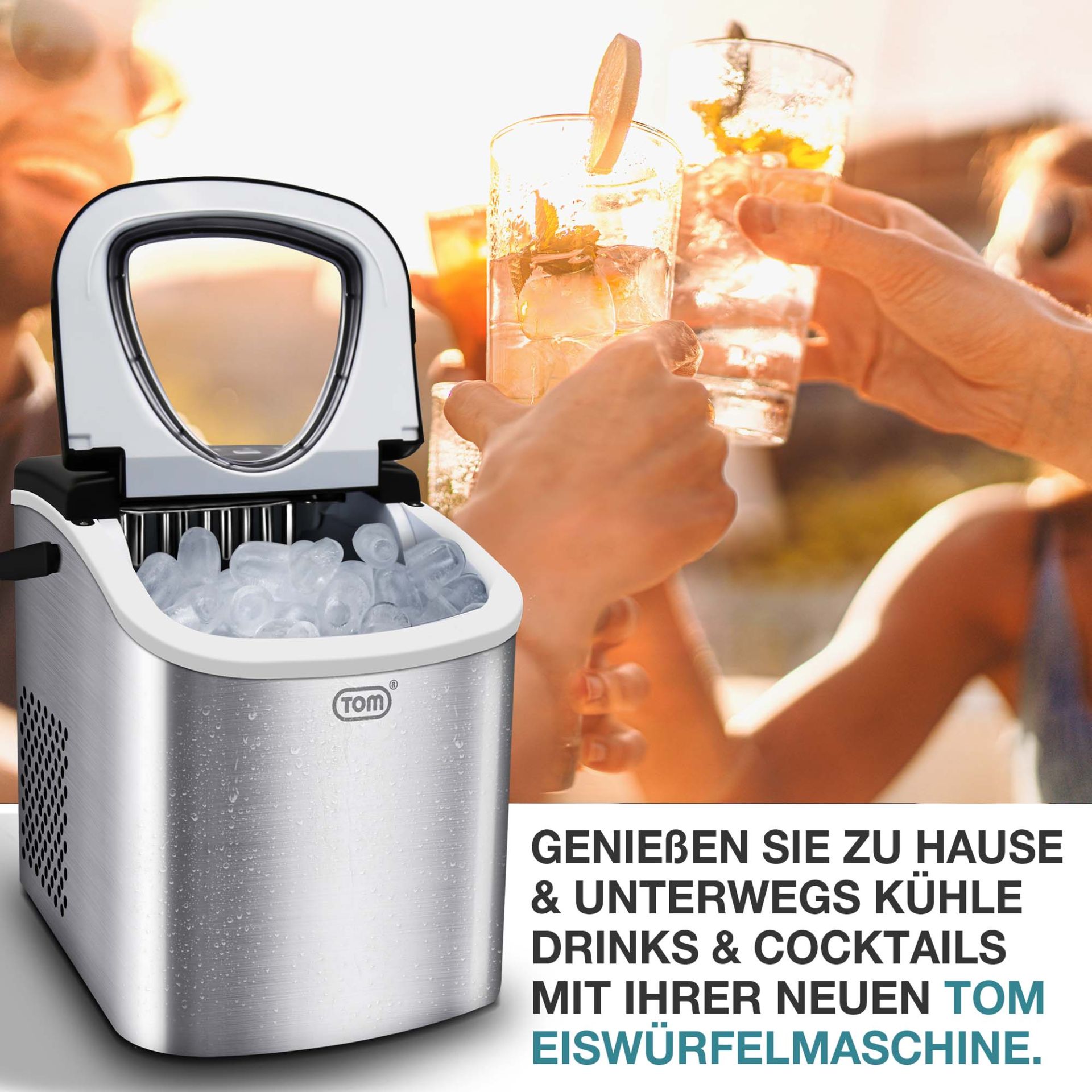 TOM Eiswürfelmaschine IC-120; auch für Unterwegs mit Tragegriff
