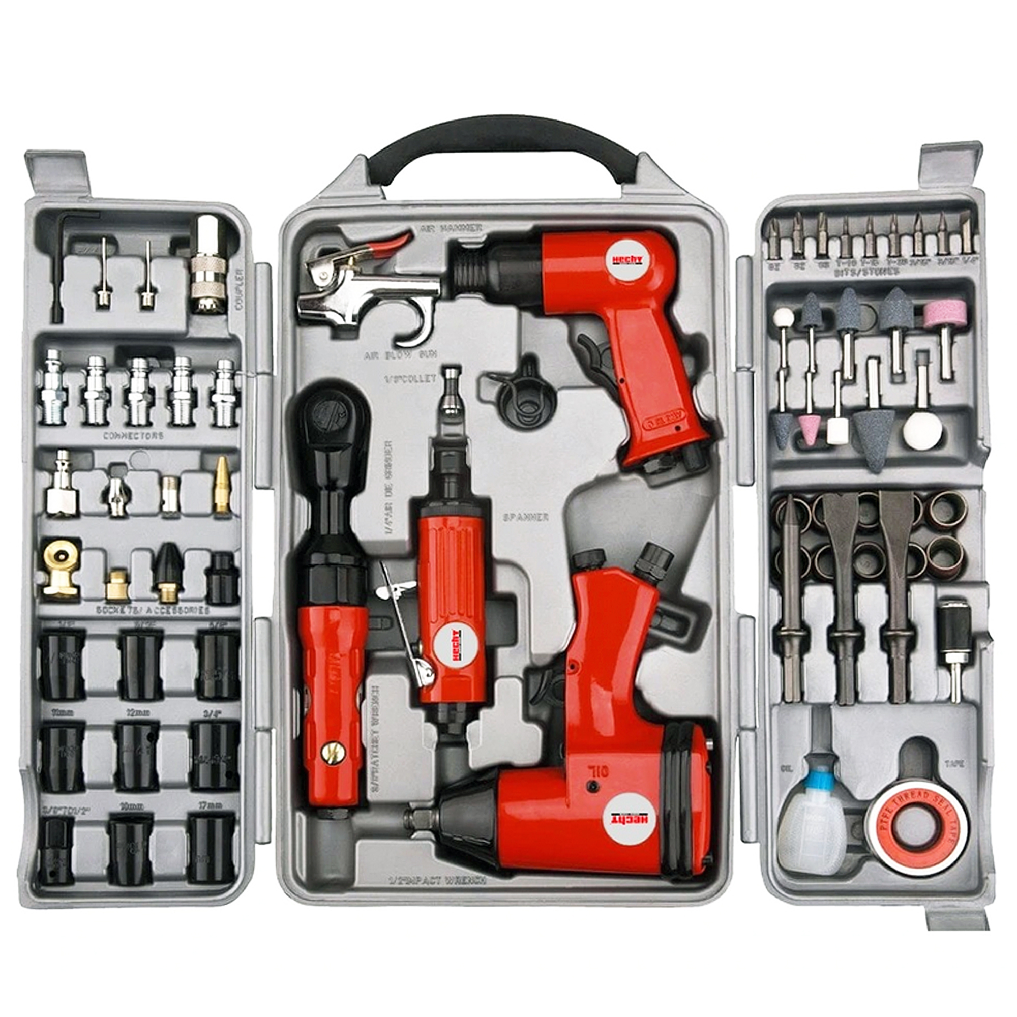 Hecht 002075E Druckluftwerkzeug & Zubehör Set XL im Koffer