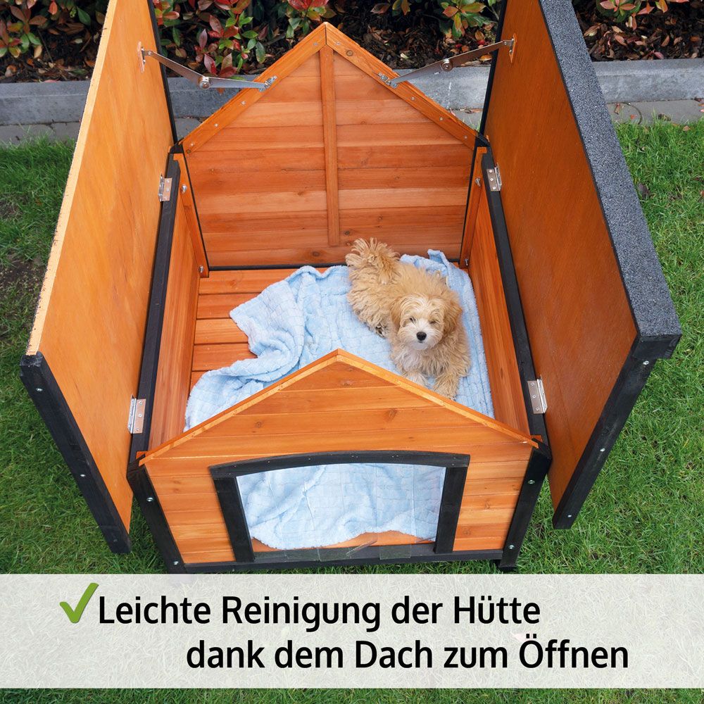 Hundehütte Luna L; leichte Reinigung dank Dach zum Öffnen