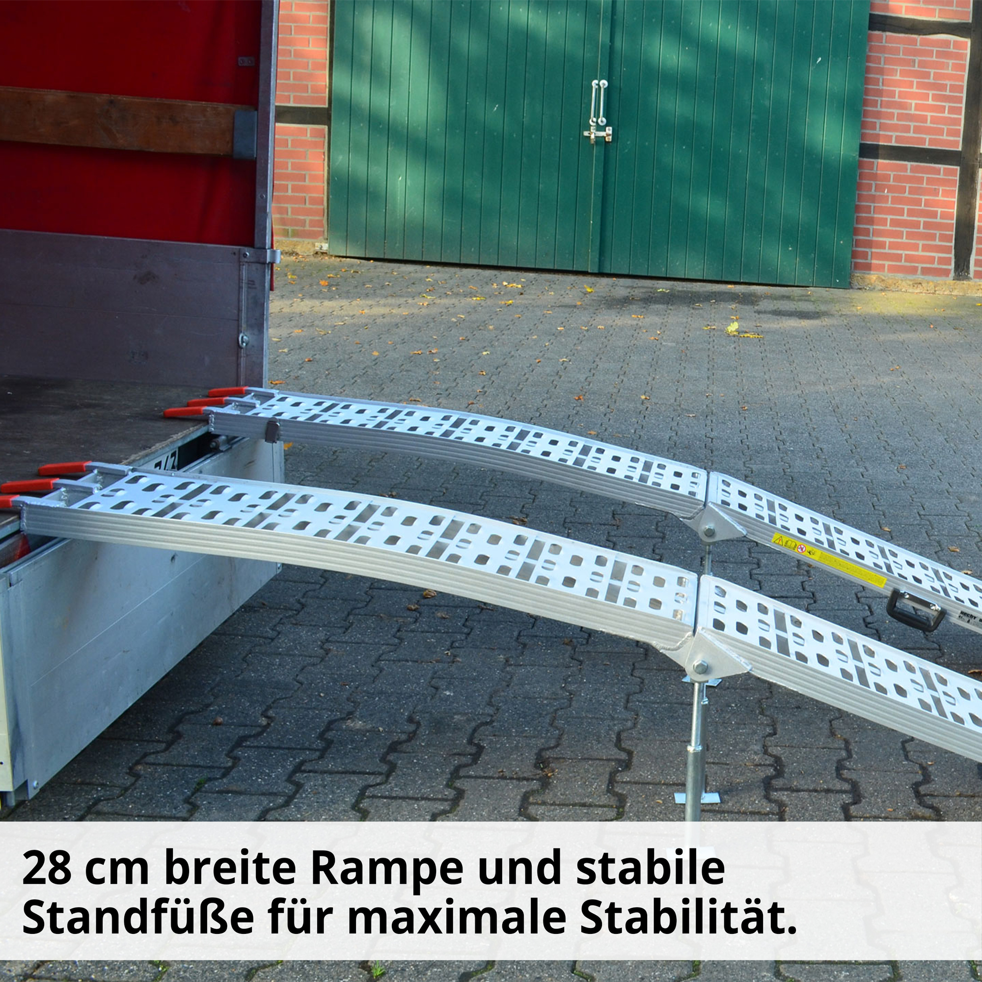 HECHT 005005 Auffahrrampen mit Standfüßen – stabile Alurampen mit 28 cm Breite zum sicheren Be- und Entladen