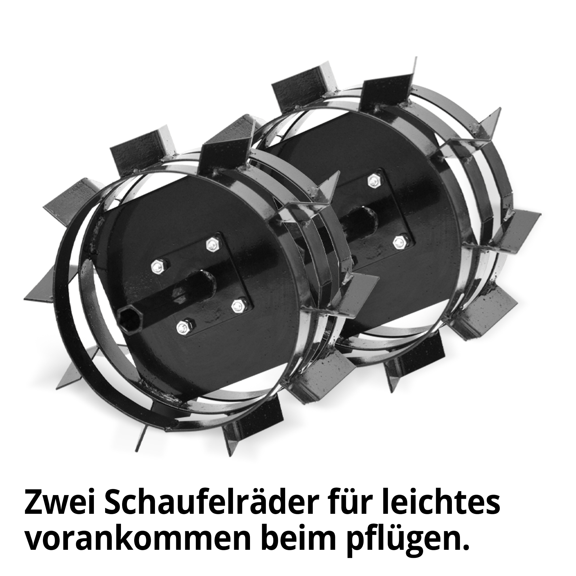 Schaufelradsatz; Zwei Schaufelräder für leichtes Vorankommen beim Pflügen