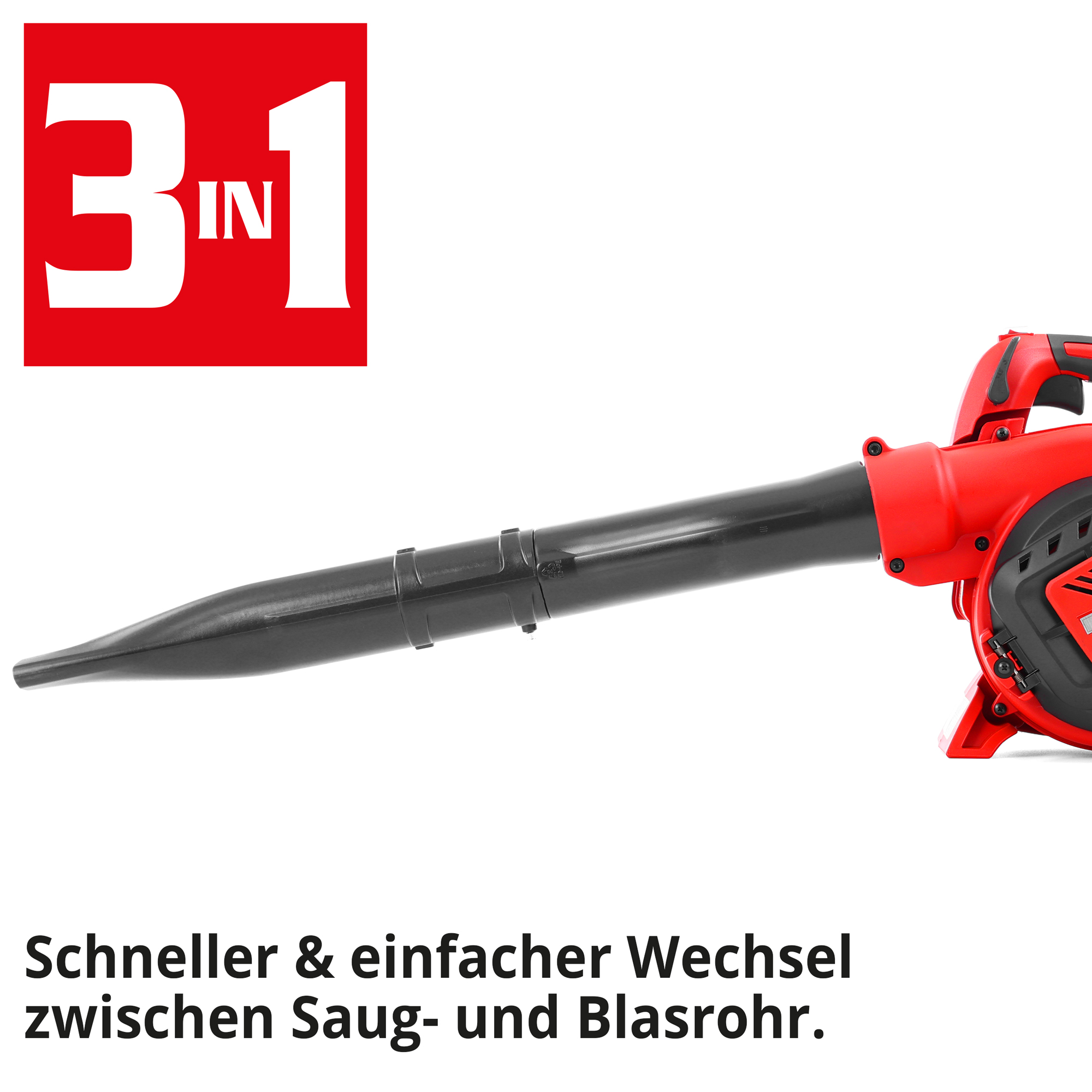 Hecht Benzin-Laubbläser 9254 mit 3in1 Funktion einfach wechseln zwischen Saug und Blasrohr 