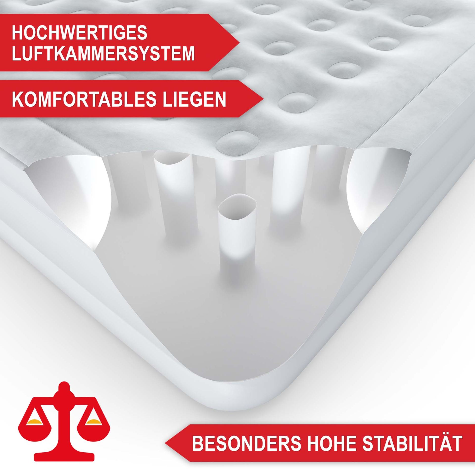 Luftbett Kingsize Weiß - Hochwertiges Luftkammersystem; komfortables Liegen; besonders hohe Stabilität