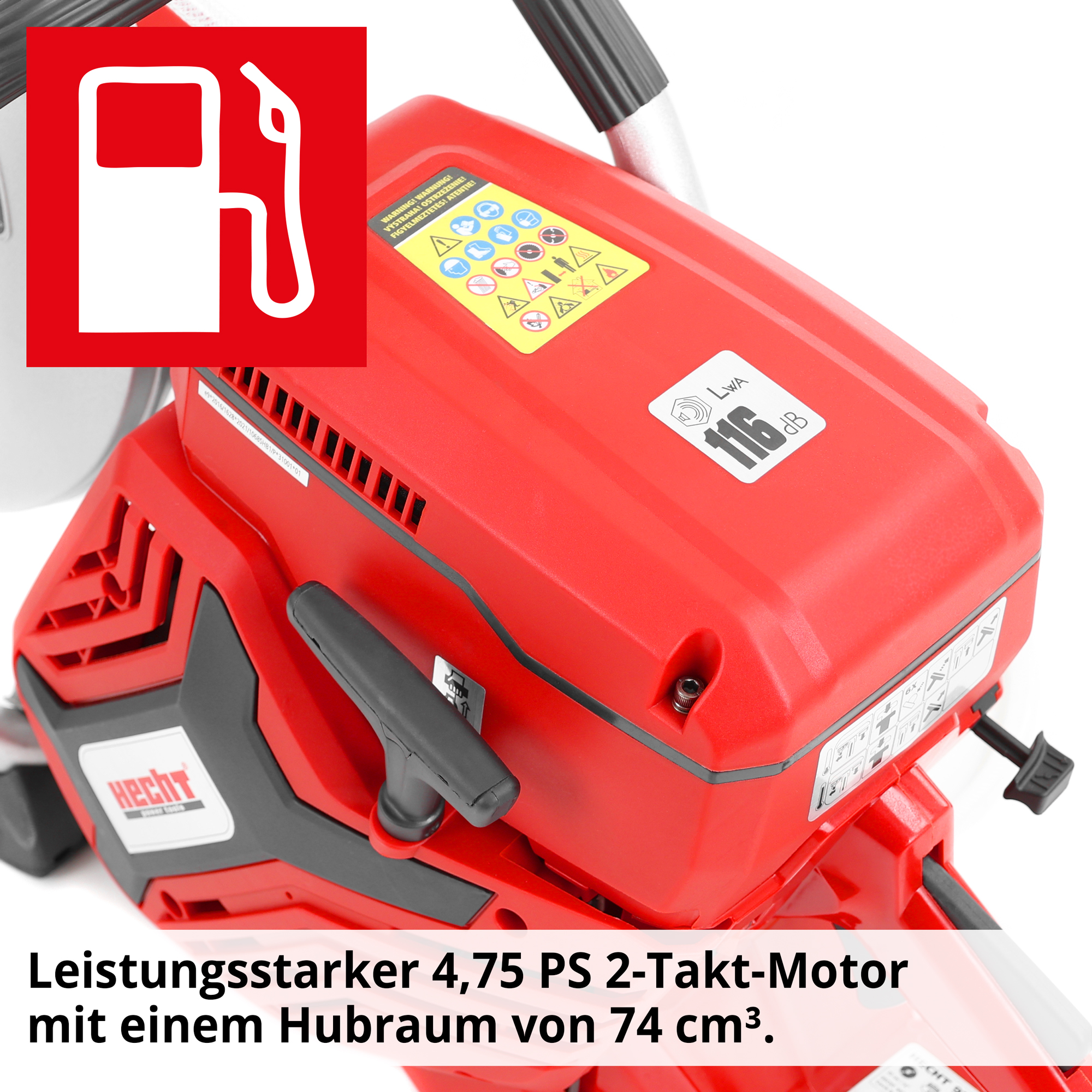 Benzin Trennschneider mit Leistungsstarkem 2-Takt Motor mit einem großem Hubraum