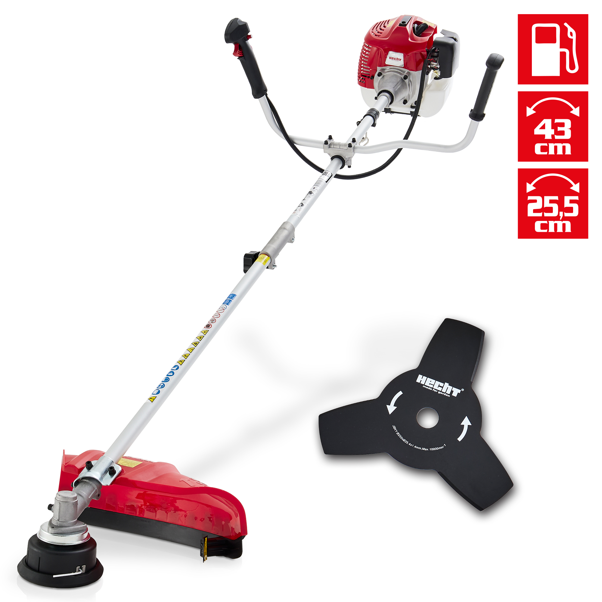 Hecht Benzin-Freischneider mit 2-Takt Motor und 25 cm 3-Zahn-Messer