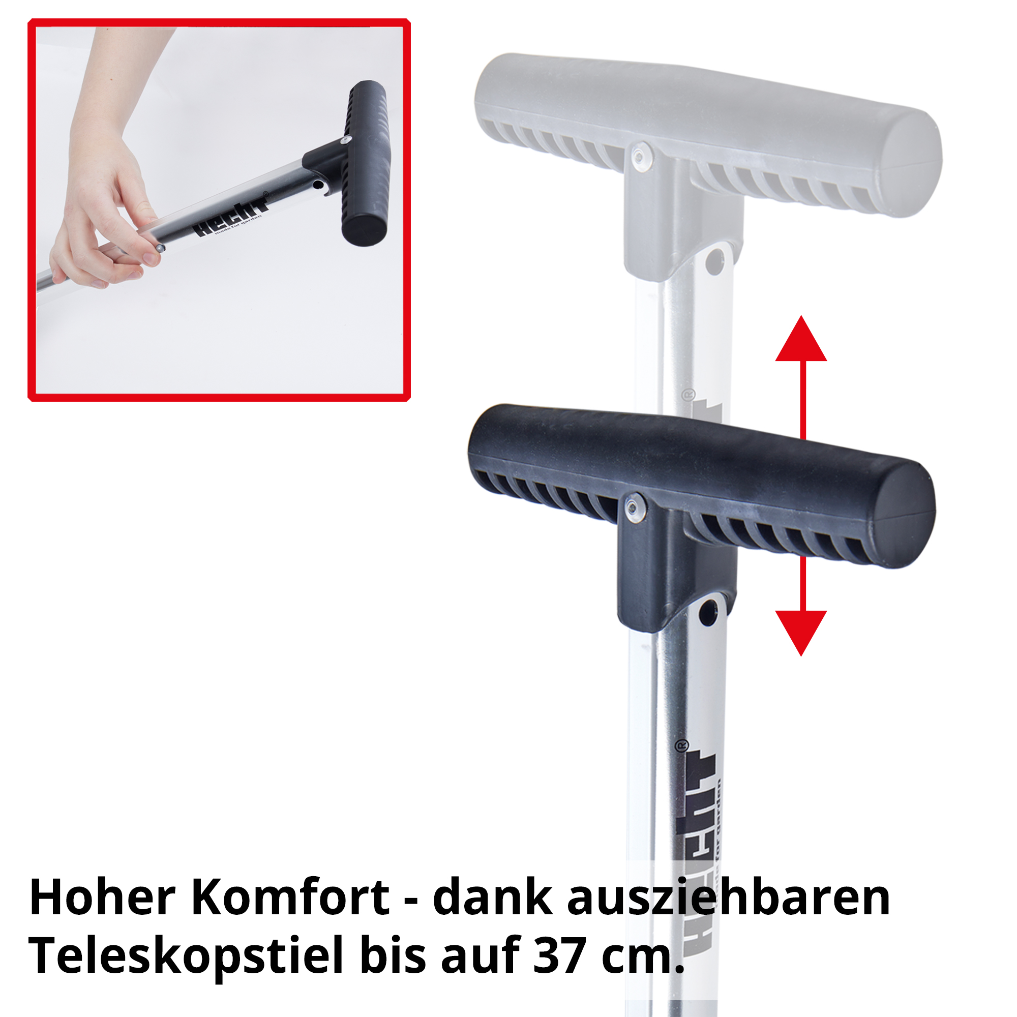 Hecht 205 GT Schneeschaufel Auto; Hoher Komfort - dank ausziehbaren Teleskopstiel bis auf 37 cm