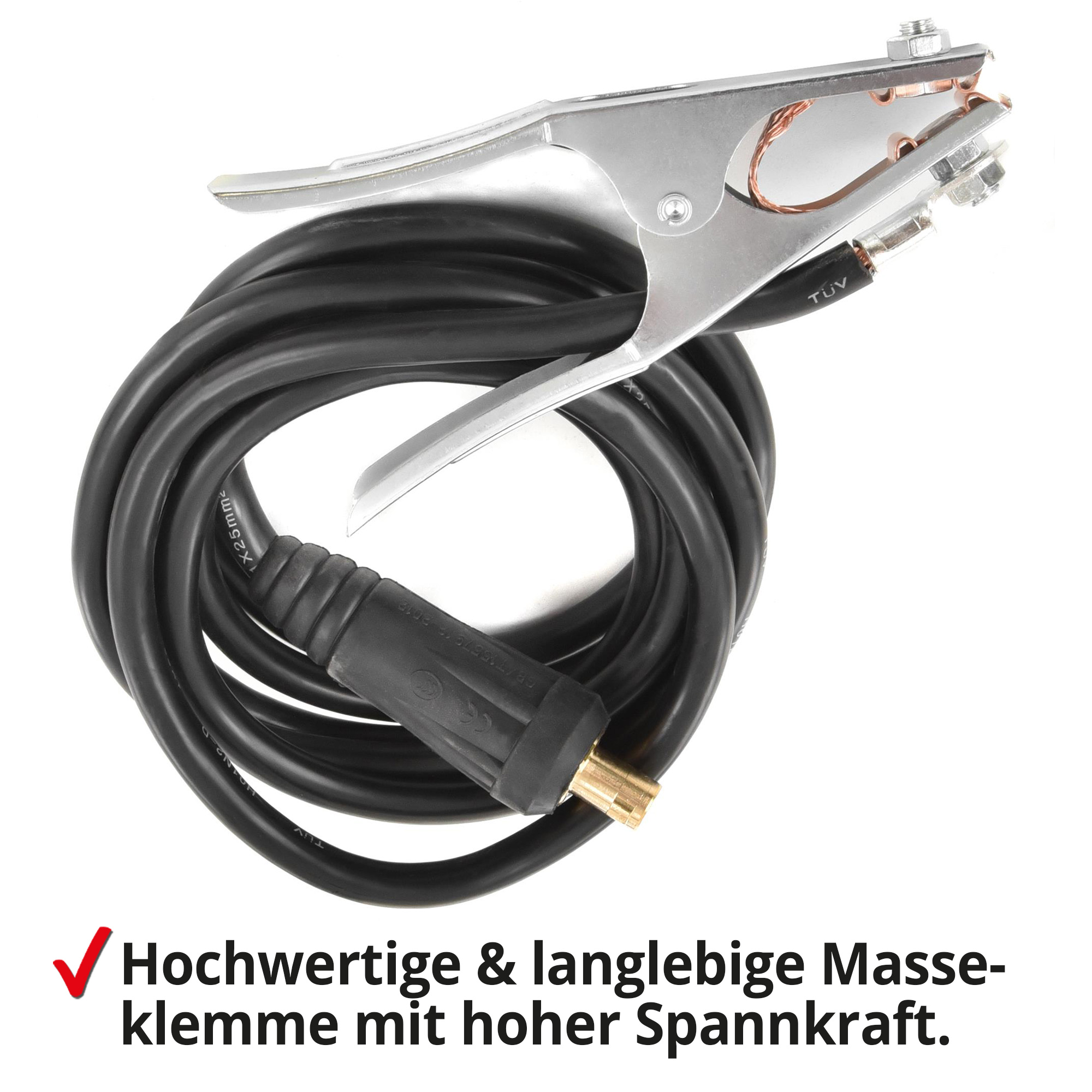Hecht 1830 MIG MAG Schweißgerät; Hochwertige und langlebige Masseklemme mit hoher Spannkraft