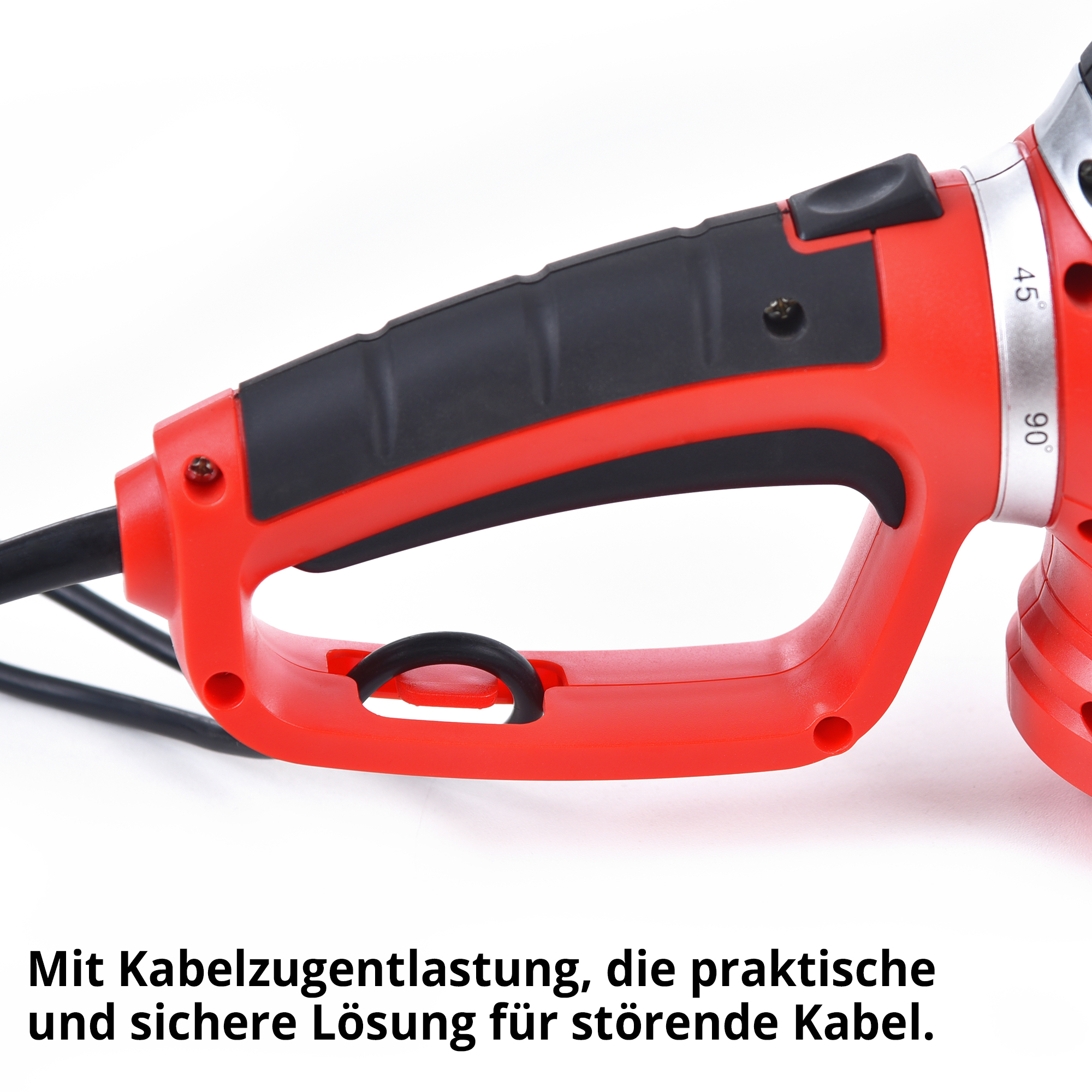 Elektro-Heckenschere mit Kabelzugentlastung für sicheres arbeiten 