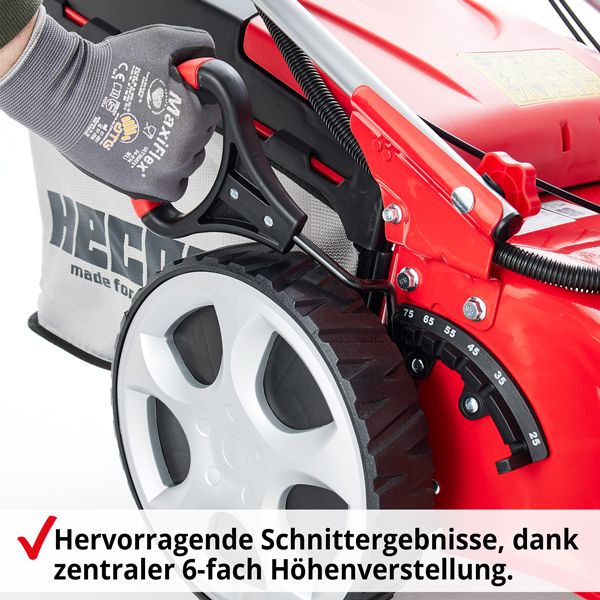 HECHT Benzin Rasenmäher 5563 SXE Benzin Rasenmäher mit verstellbarer Schnitthöhe