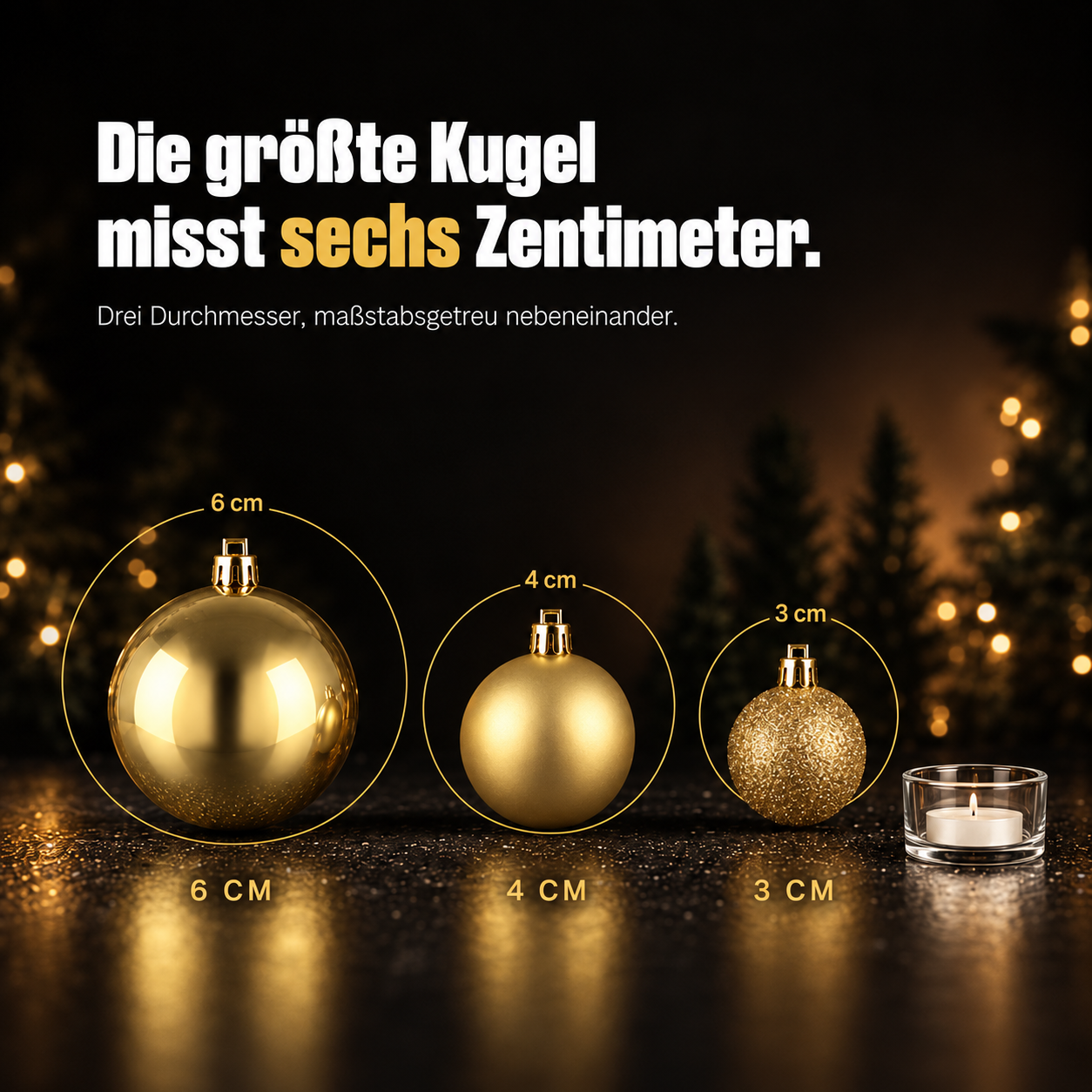 ONBEST Weihnachtskugeln Set: Kugeln in den Größen 3, 4 und 6 cm (Dieses Bild wurde mit Hilfe von KI generiert.)