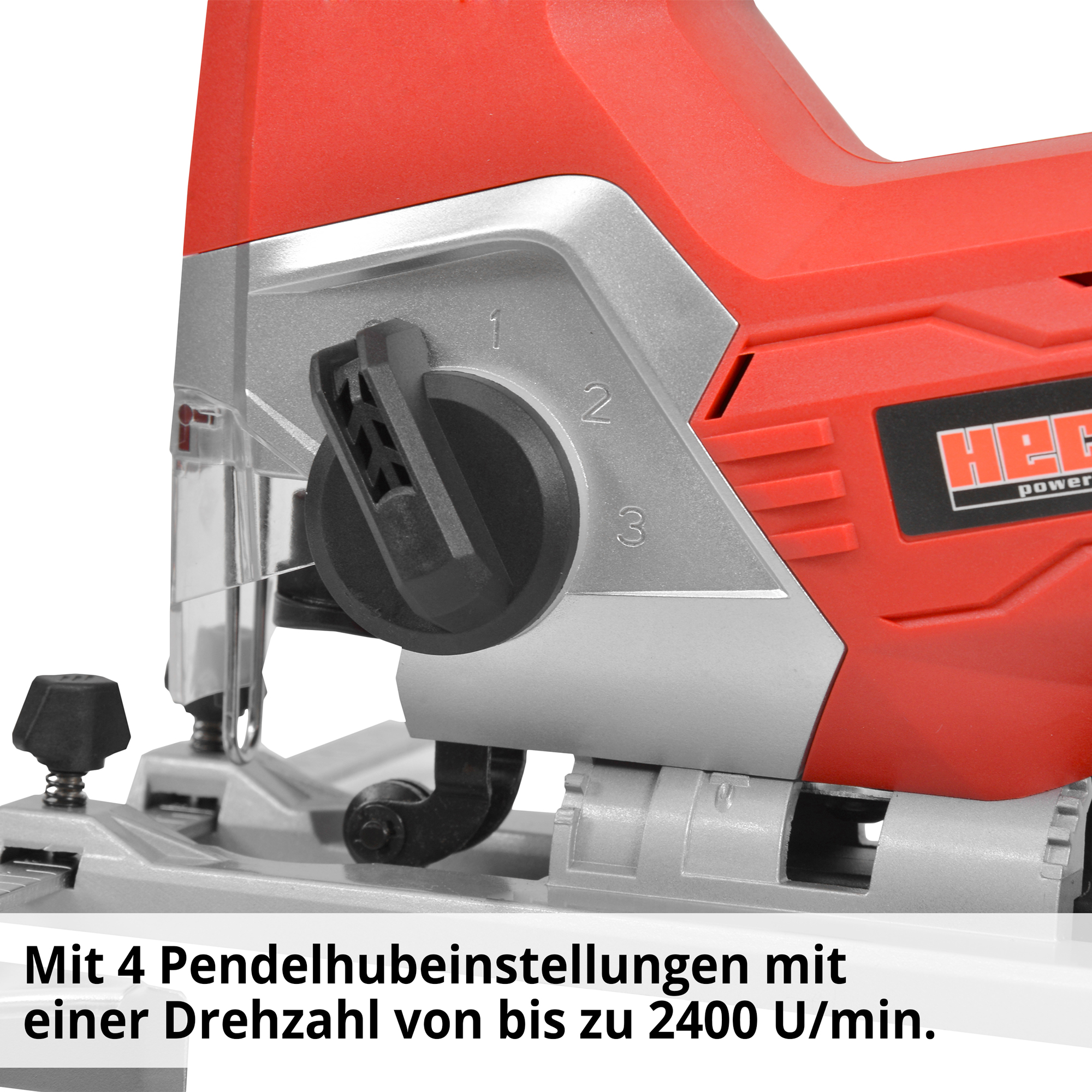 HECHT 1531 Akku Stichsäge; Mit 4 pendelhubeinstellungen mit einer Drehzahl von bis zu 2400 U/min