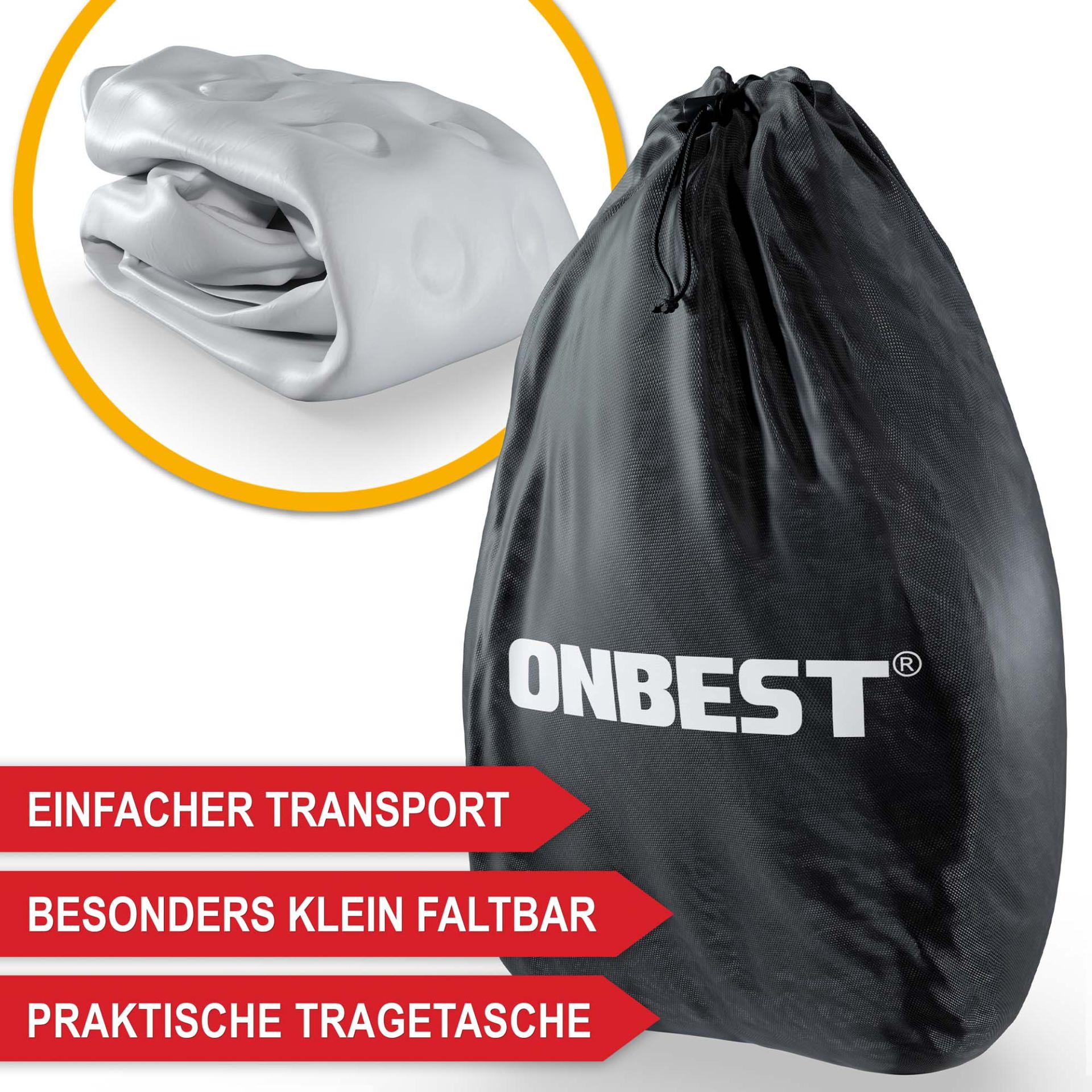 Luftbett Kingsize Weiß - Einfacher Transport; besonders klein Faltbar; praktische Tragetasche