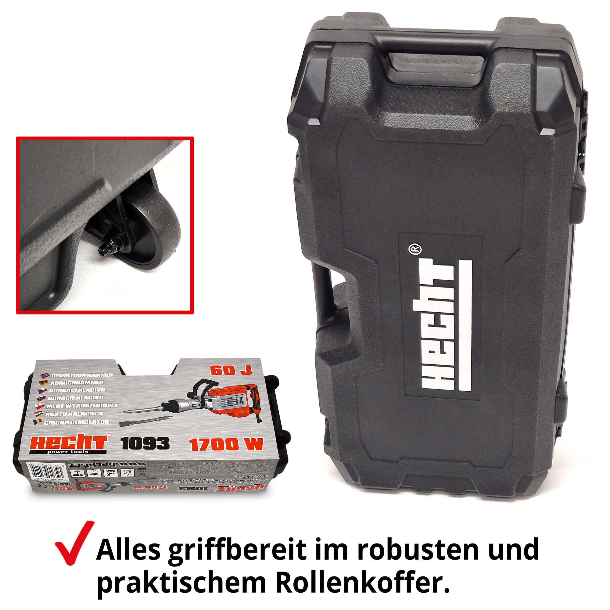 Stemmhammer mit robusten und praktischen Rollenkoffer