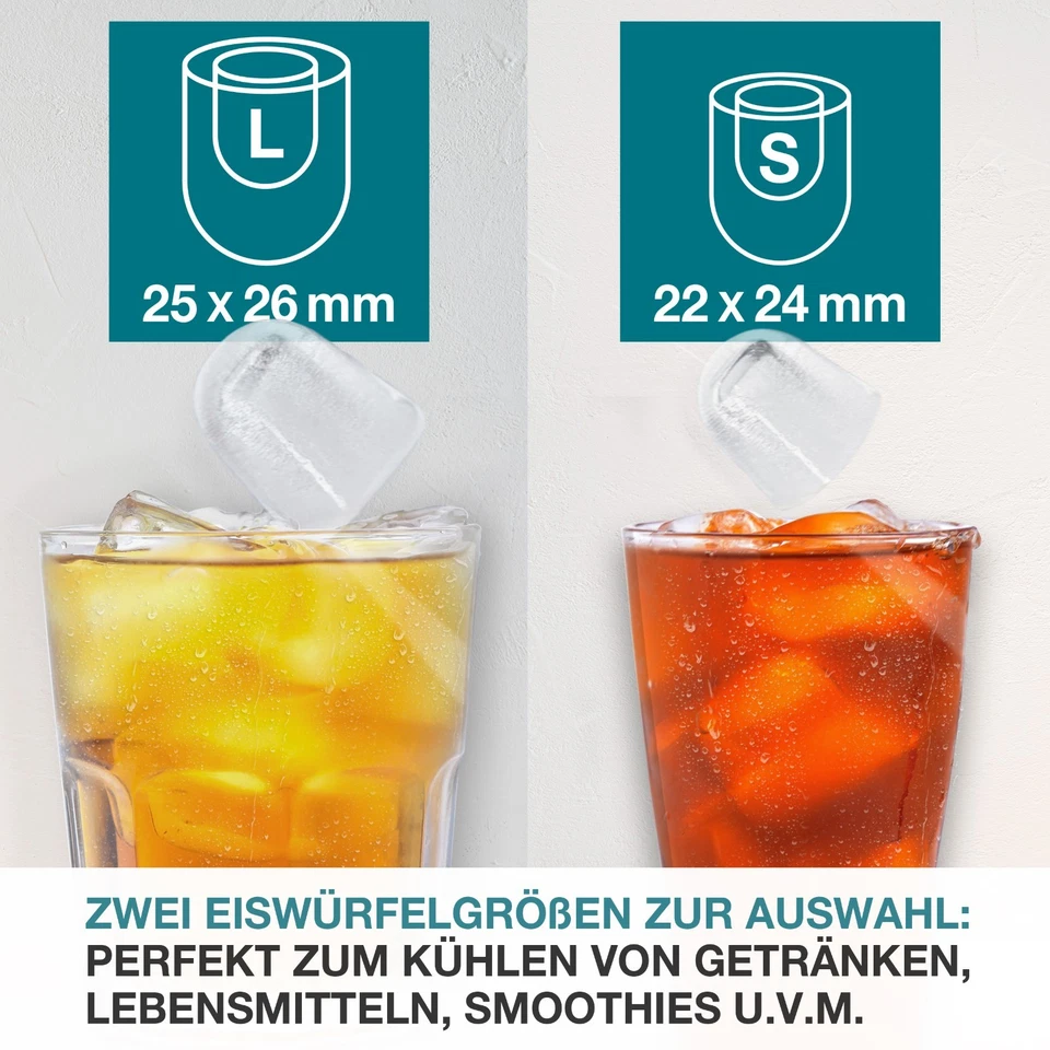 Eiswürfelbereiter mit herausnehmbarem Korb und Eisschaufel