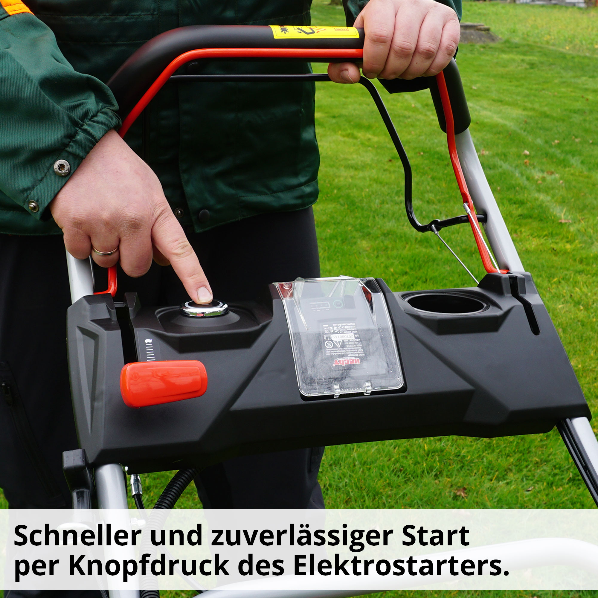 Hecht 554 SXE Benzin Rasenmäher; Schneller und zuverlässige Start per Knopfdruck des Elektrostarters