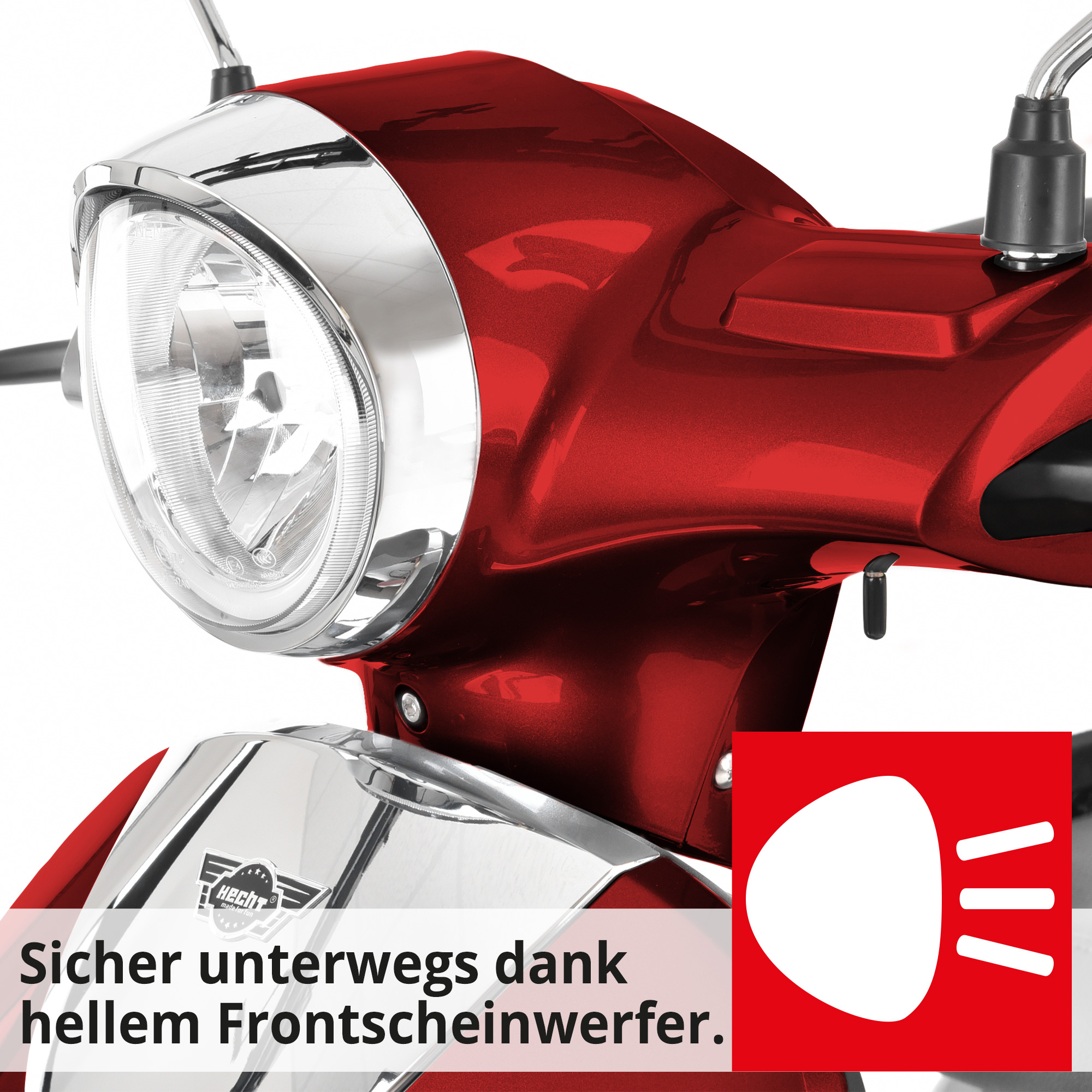 Hecht CITISMAX Seniorenfahrzeug 3 Rad Rot; Sicher unterwegs dank hellem Frontscheinwerfer