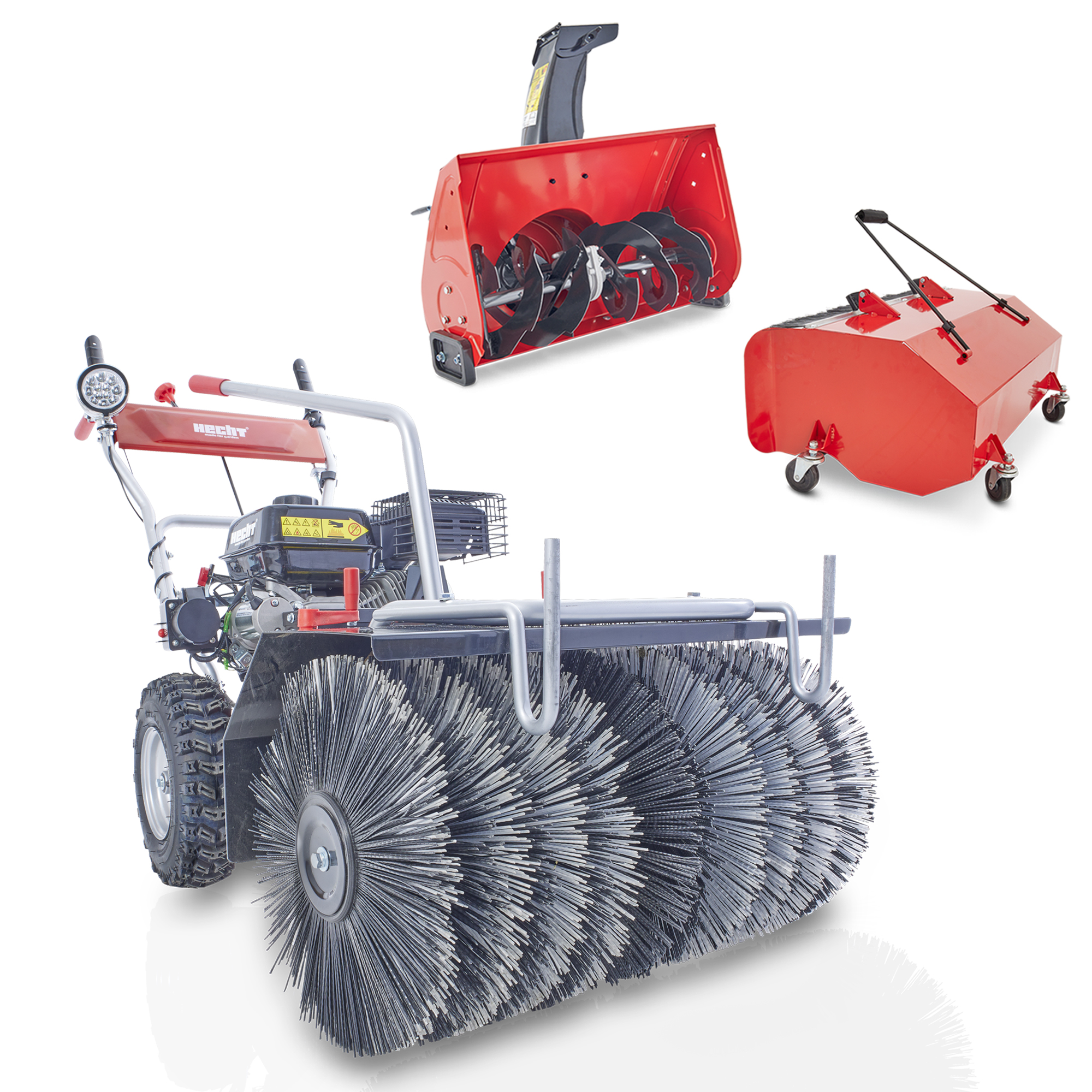 HECHT Benzin Kehrmaschine »8616 SE Set 4« Benzin-Kehrmaschine mit großer Arbeitsfläche inkl. Schneefräskopf  und Auffangbox