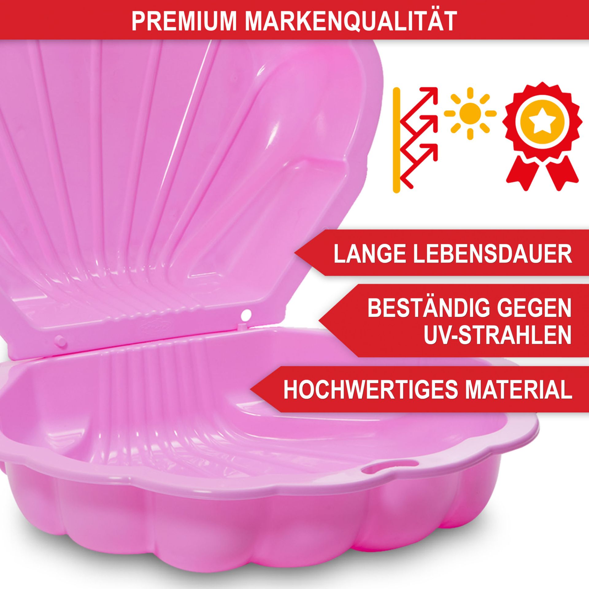 Sandkasten Muschel XXL in Rosa mit Deckel
