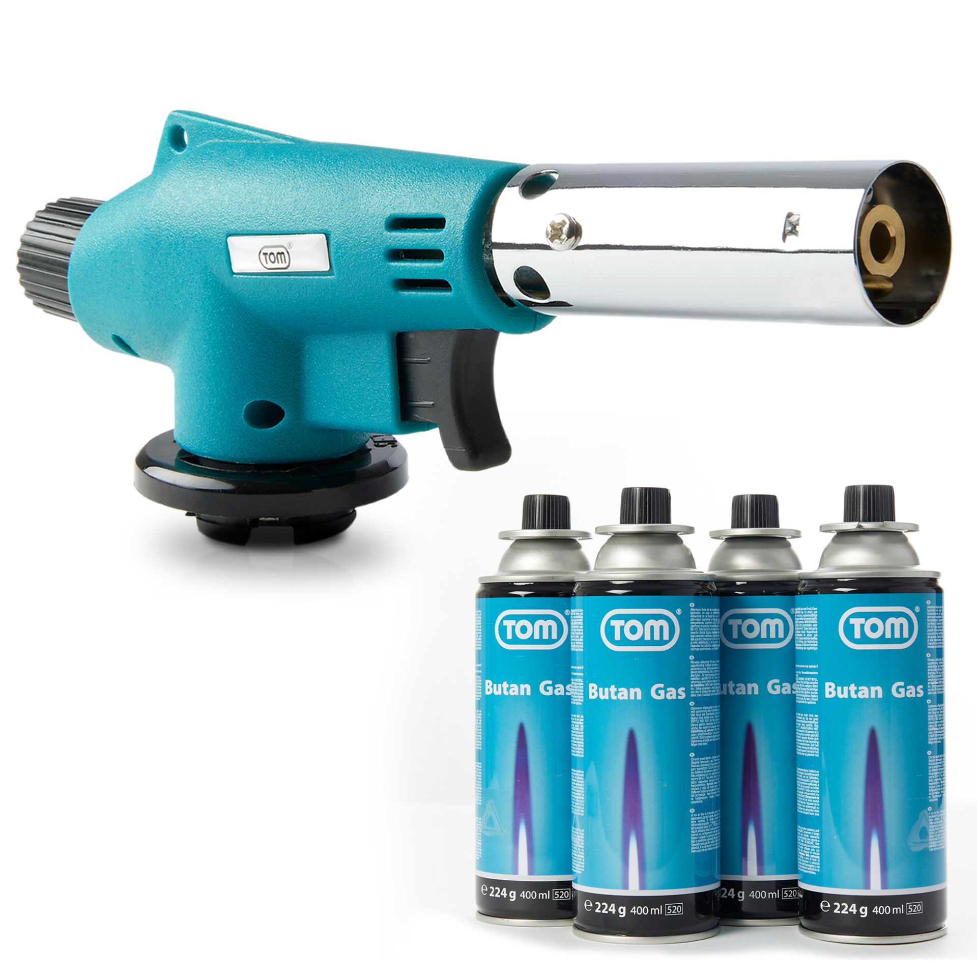 TOM Lötbrenner GB-227 mit vier Gaskartuschen CG-227