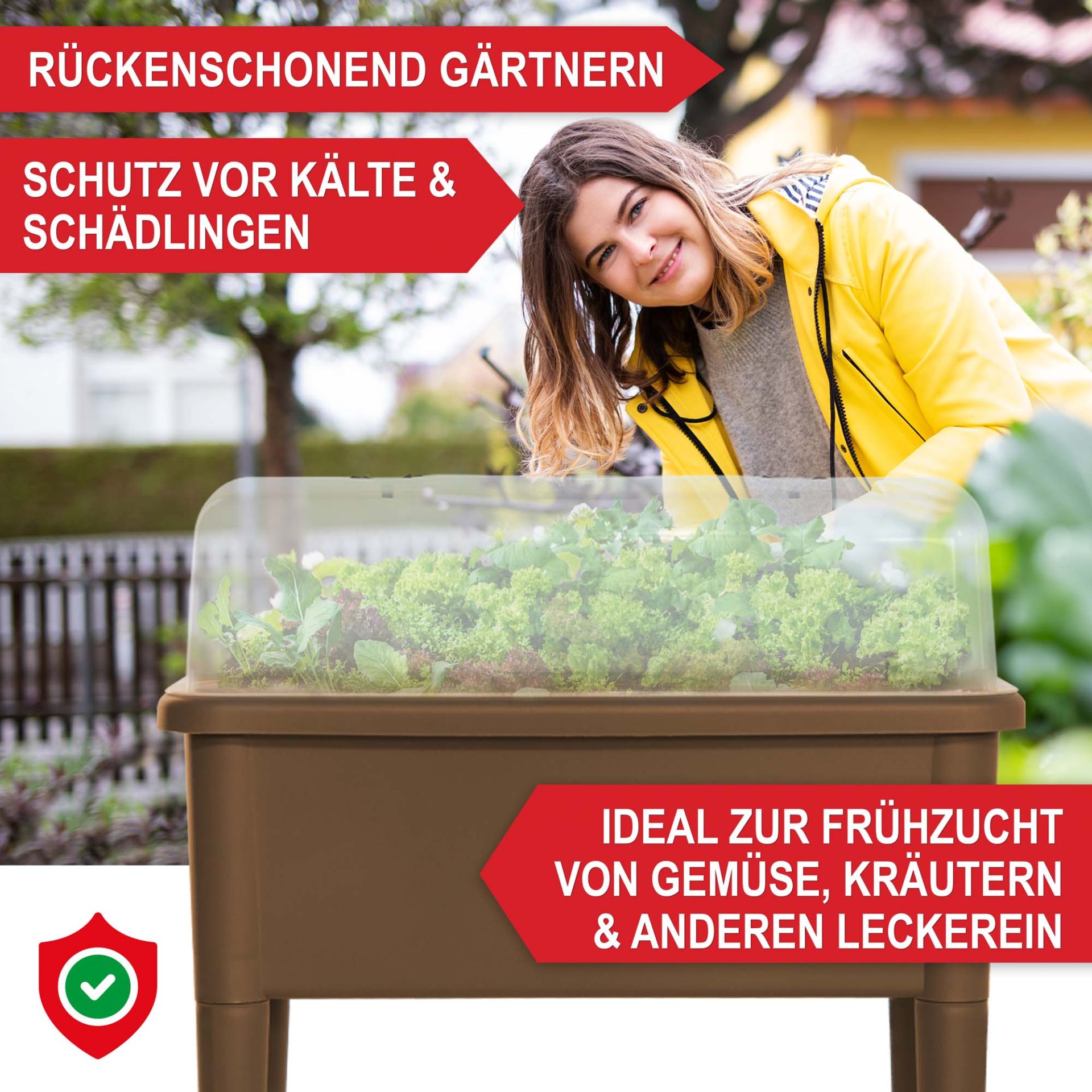 Hochbeet Kunststoff Coffee - Rückenschonend Gärtnern; Schutz vor Kälte und Schädlingen; idealer zur Frühzucht von Gemüse, Kräutern und anderen Leckereien