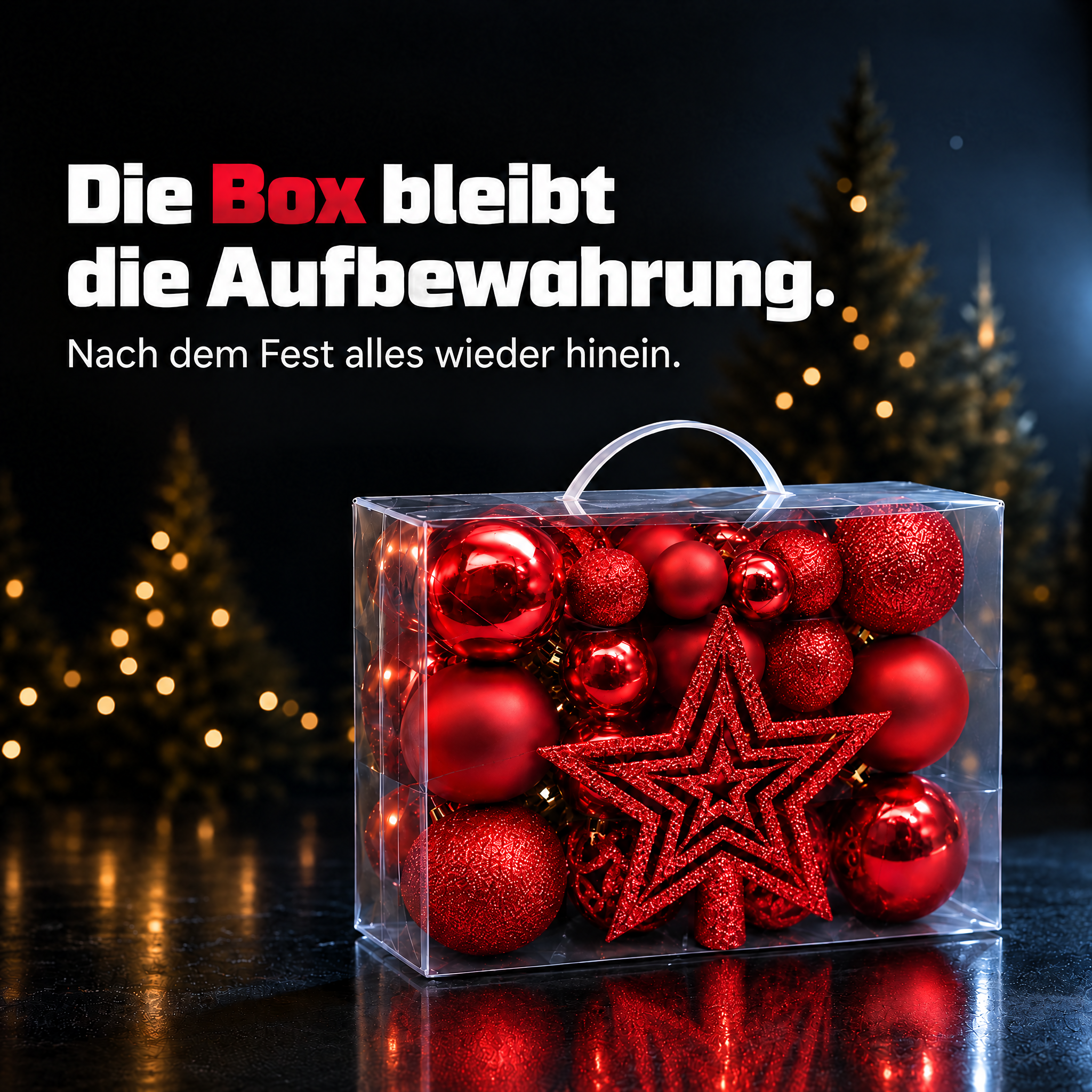 Kugel-Set Aufbewahrung: Transparente Box mit praktischem Tragegriff. (Dieses Bild wurde mit Hilfe von KI generiert.)