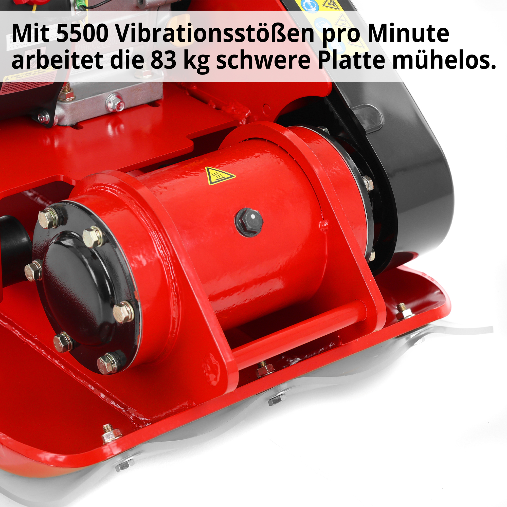 HECHT 1113 Rüttelplatte mit 5500 Vibrationsstößen pro Minute arbeitet die 83 kg schwere Platte mühelos