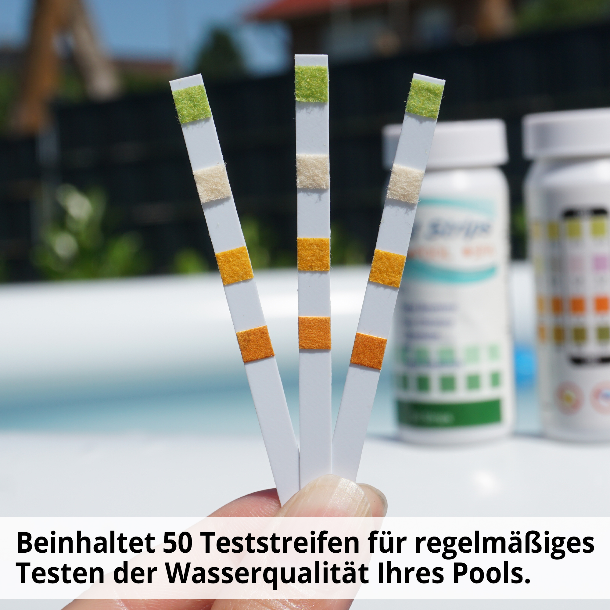 Pool Teststreifen; 50 Teststreifen pro Packung für regelmäßige Tests Pool Teststreifen; 50 Teststreifen pro Packung für regelmäßige Tests