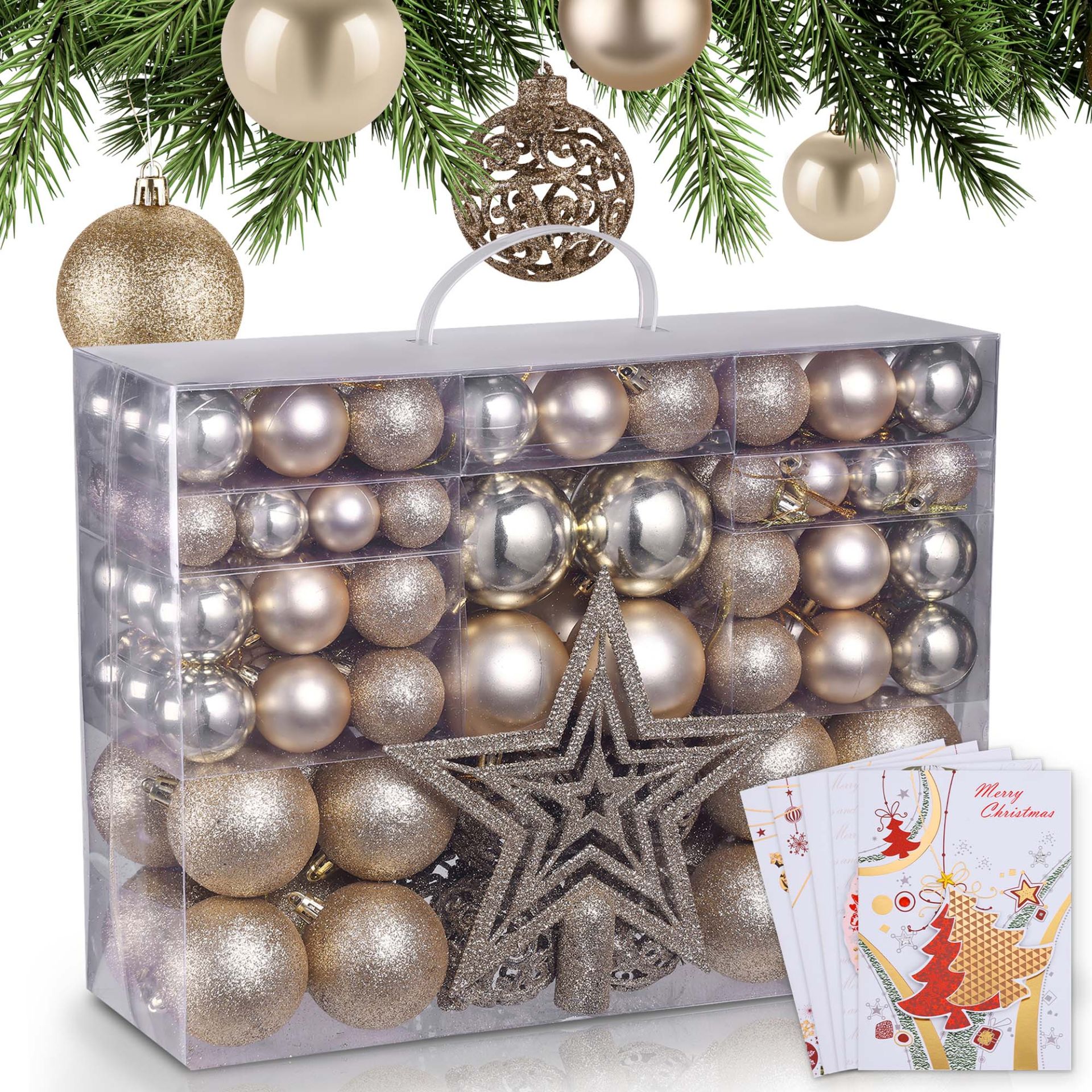 ONBEST, Weihnachtskugeln Champagner, Artikelnummer 44225 ONBEST, Weihnachtskugeln Champagner, Artikelnummer 44225