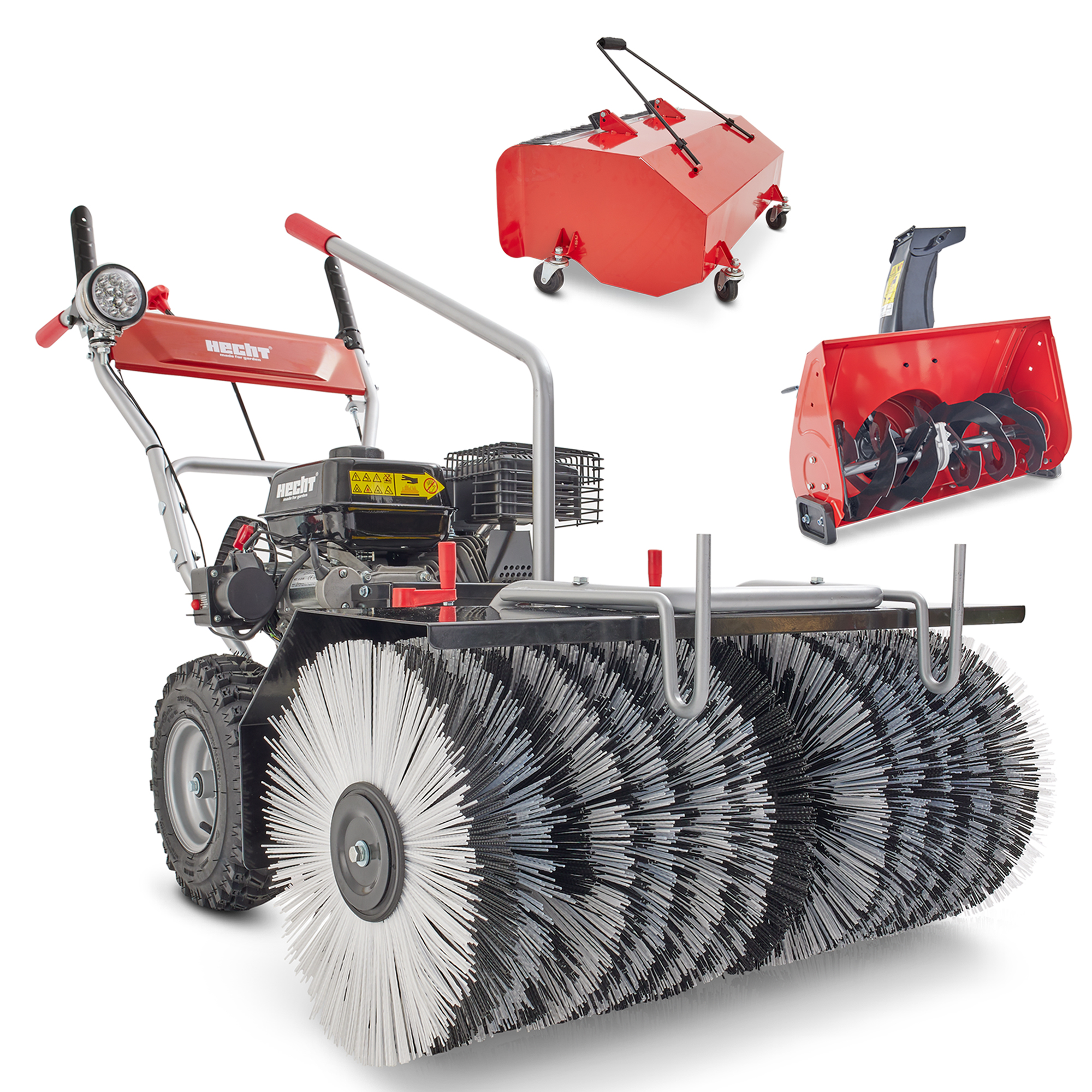 Hecht Benzin-Kehrmaschine 8680 SE Set 6 mit 80 cm Arbeitsbreite inklusive Auffangbox und Fräskopf 
