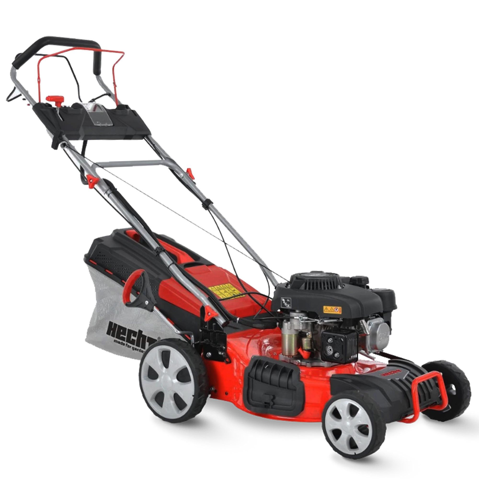 Hecht Benzin-Rasenmäher mit 46 cm Schnittbreite und 56 Liter Grasfangkorb ideal für große Gärten 