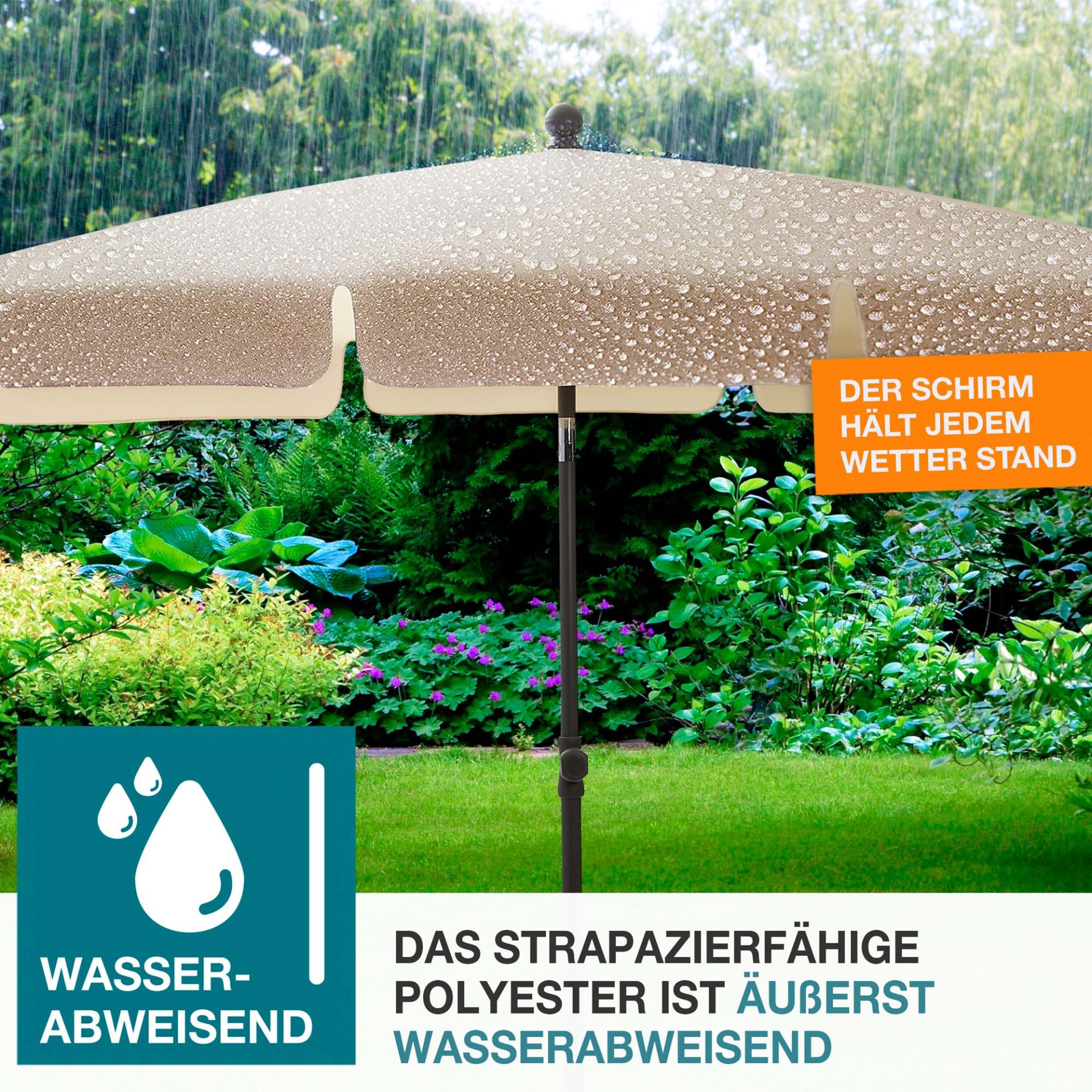 TOM Sonnenschirm SU-100 Beige; strapazierfähiges Polyester, wasserabweisend