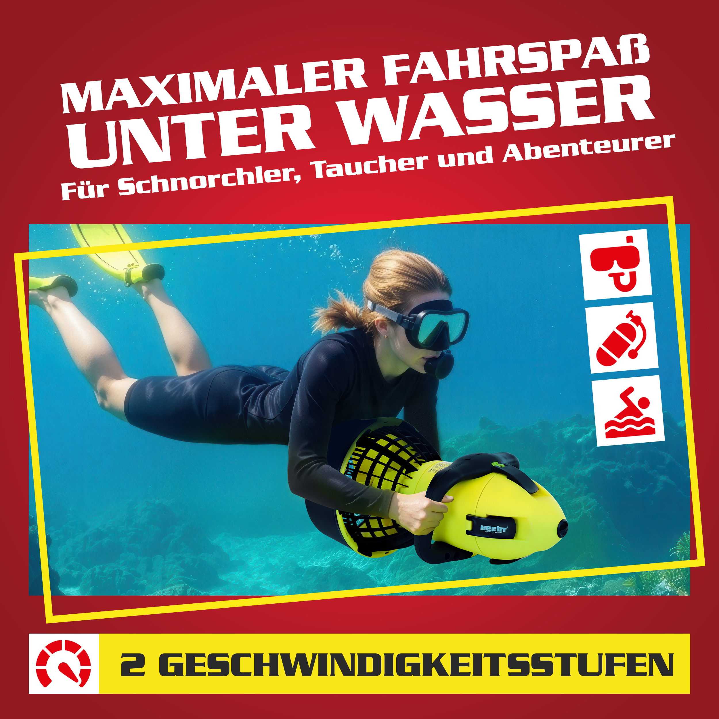 Wasserscooter HECHT 4499 beim Einsatz im See mit Schnorchler