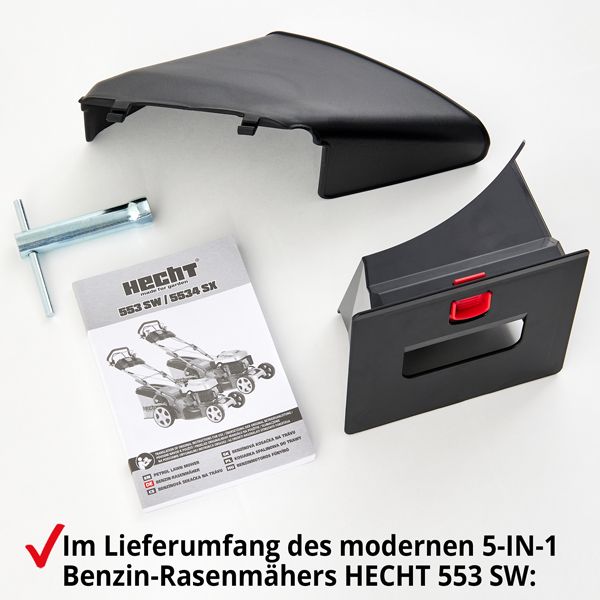 HECHT 553 SW Benzin Rasenmäher mit Mulchkit inklusive 