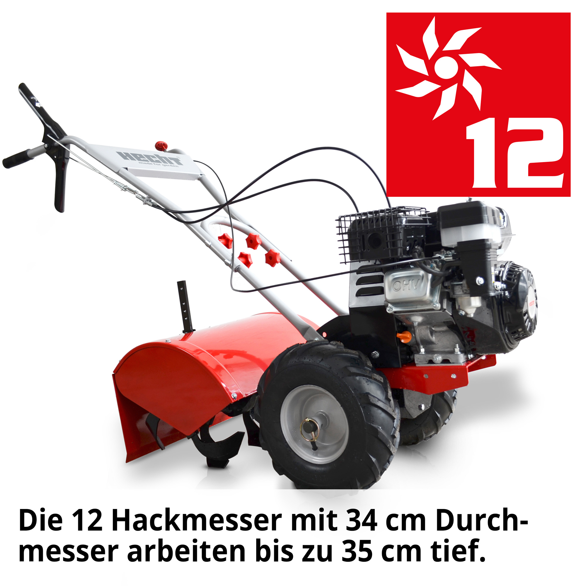 Gartenhacke; Die 12 Hackmesser mit 34 Zentimeter Durchmesser arbeiten bis zu 35 tief