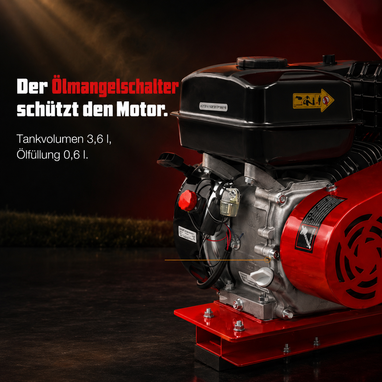 Sicherer HECHT Holzhäcksler: Motor mit integriertem Ölmangelschalter (Dieses Bild wurde mit Hilfe von KI generiert.)
