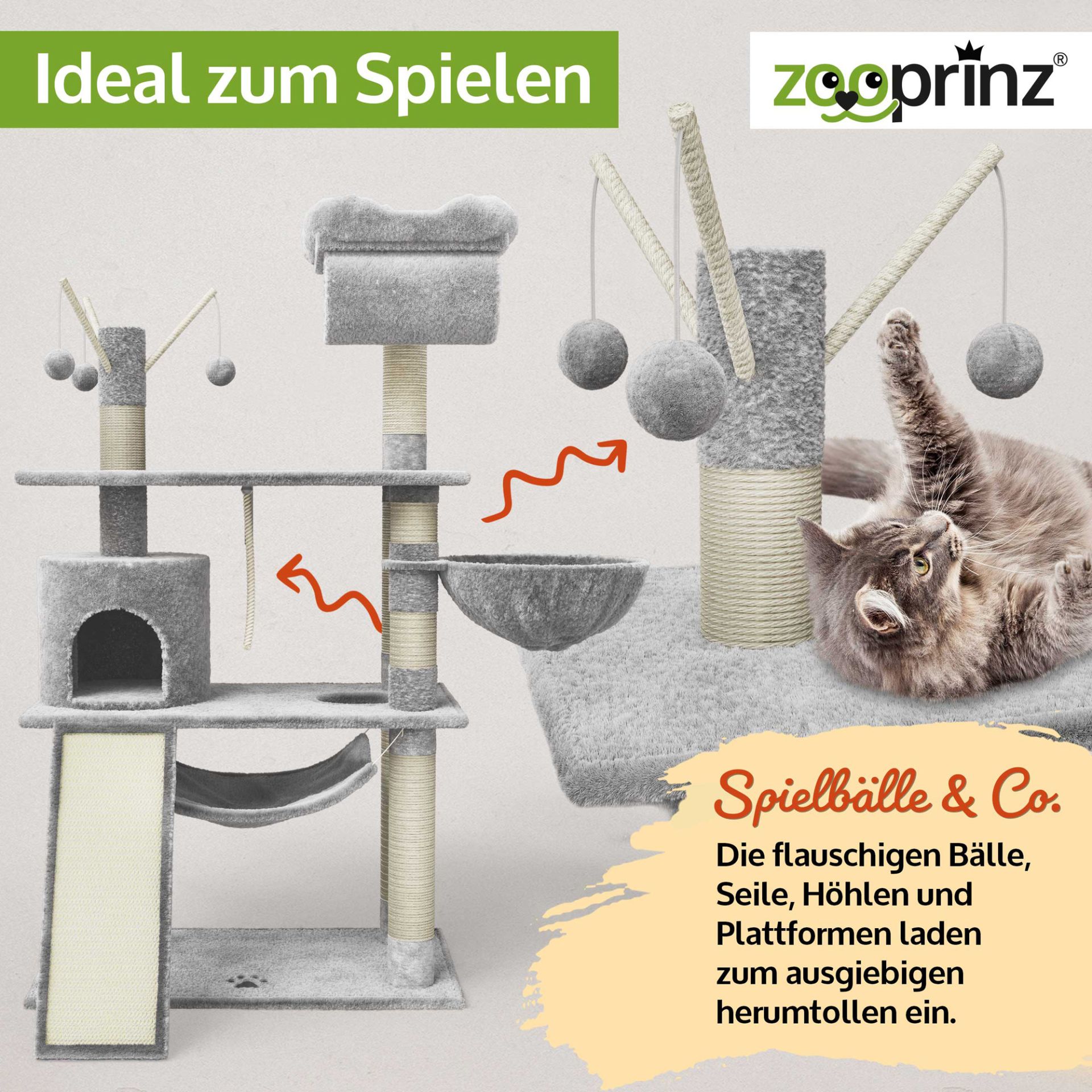 Katzenbaum Emma; Ideal zum Spielen mit den Spielbällen
