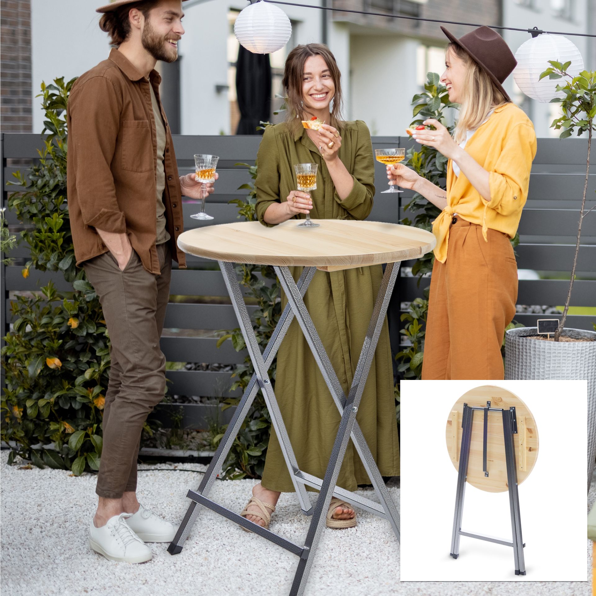 Stehtisch mit Holzplatte - Hochwertige Materialien